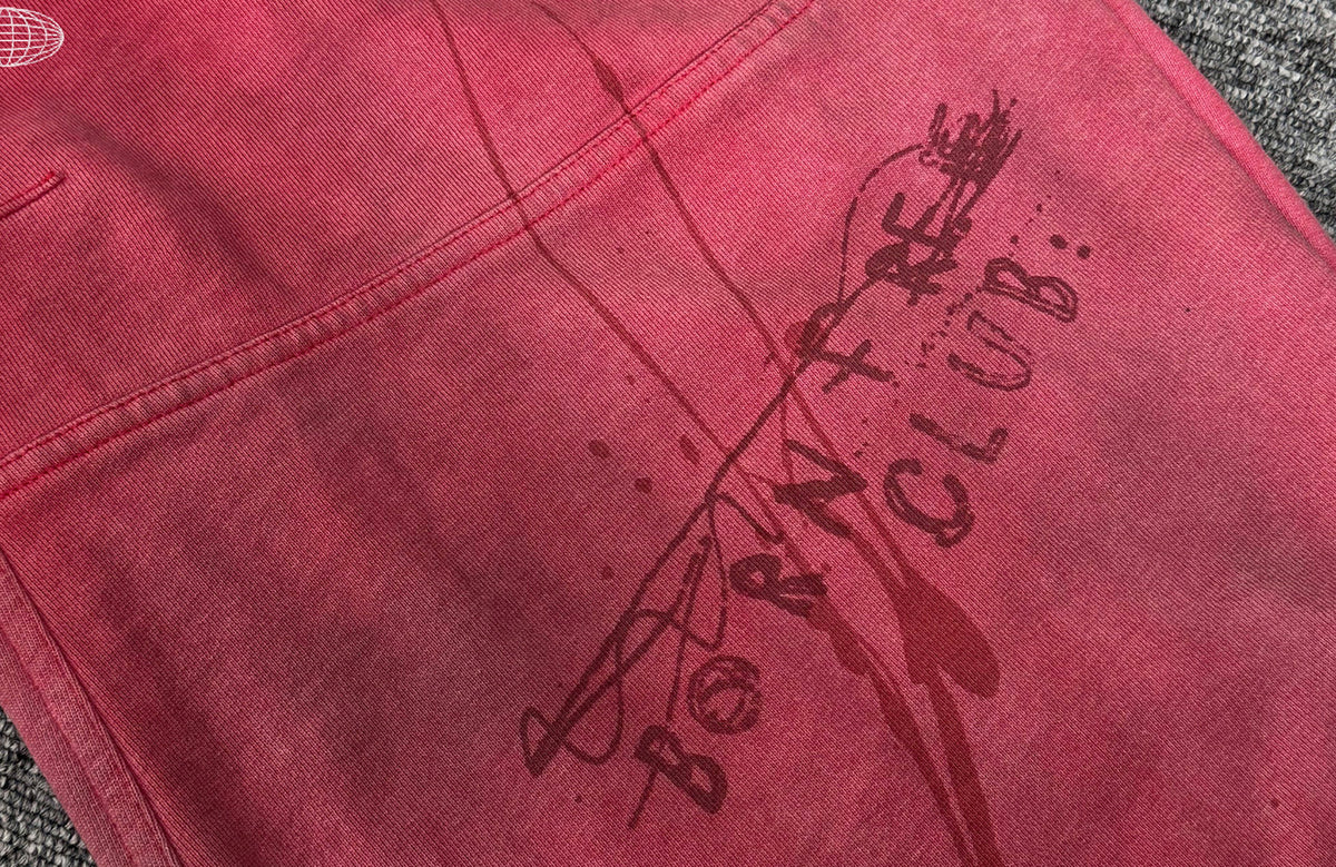 KLICK CLAK Paint-Splattered Graphic Curved Sweatpants