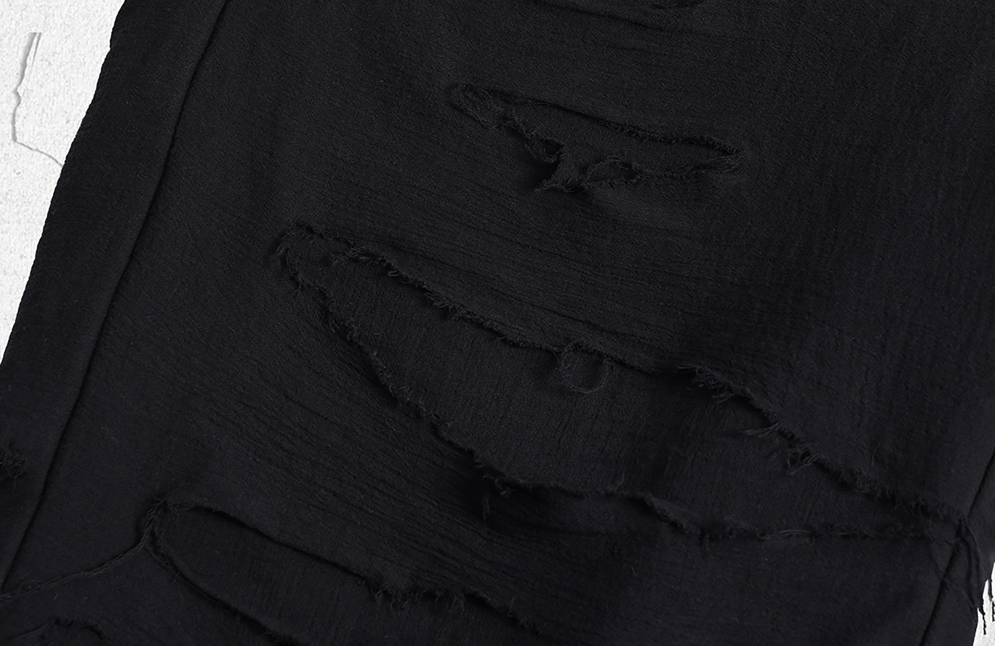 UNDERWATER Distressed Raw Edge Denim Shorts