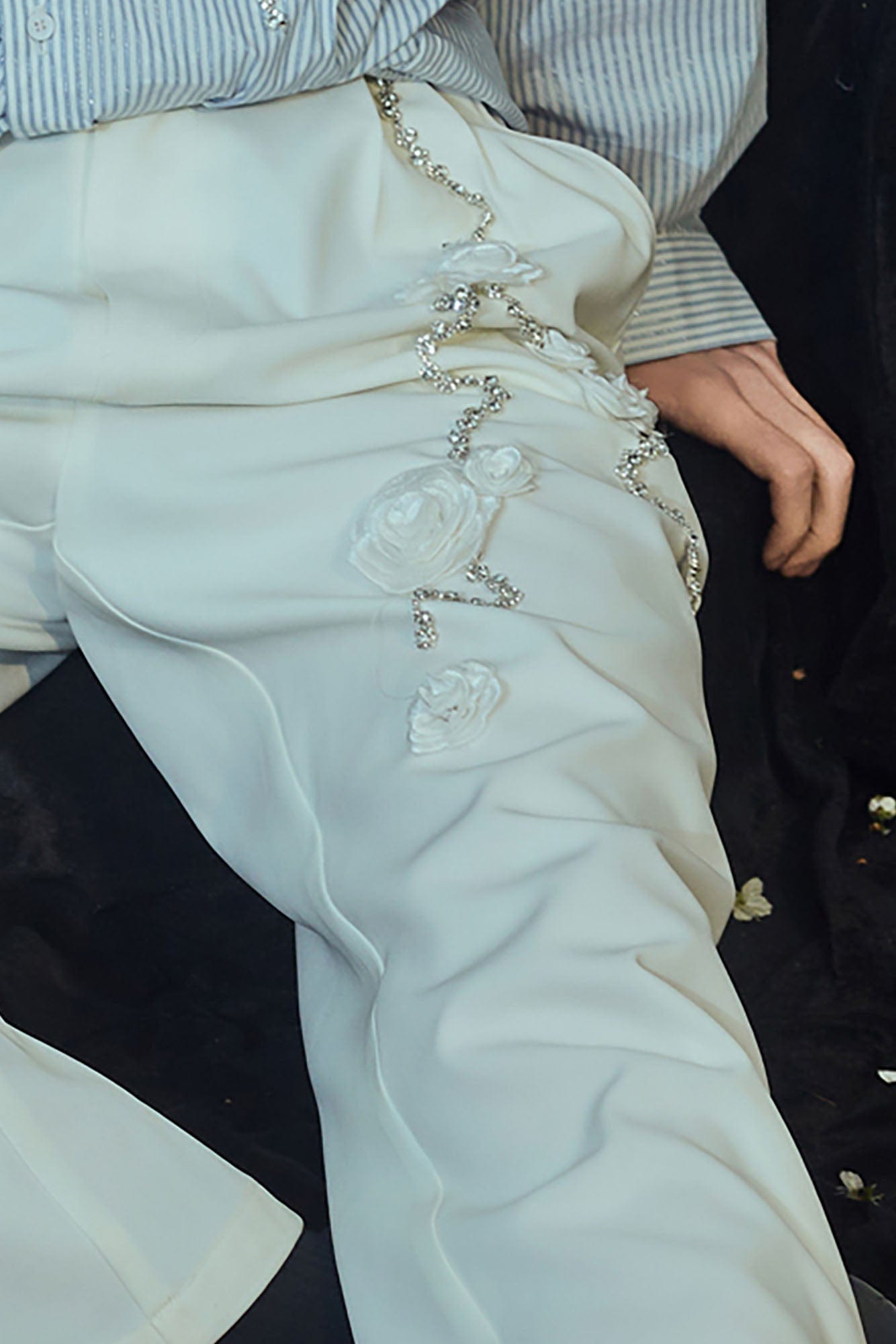 JIECHI Vine Rose Embroidered Trousers, premium urban and streetwear designers apparel on PROJECTISR.com, JIECHI