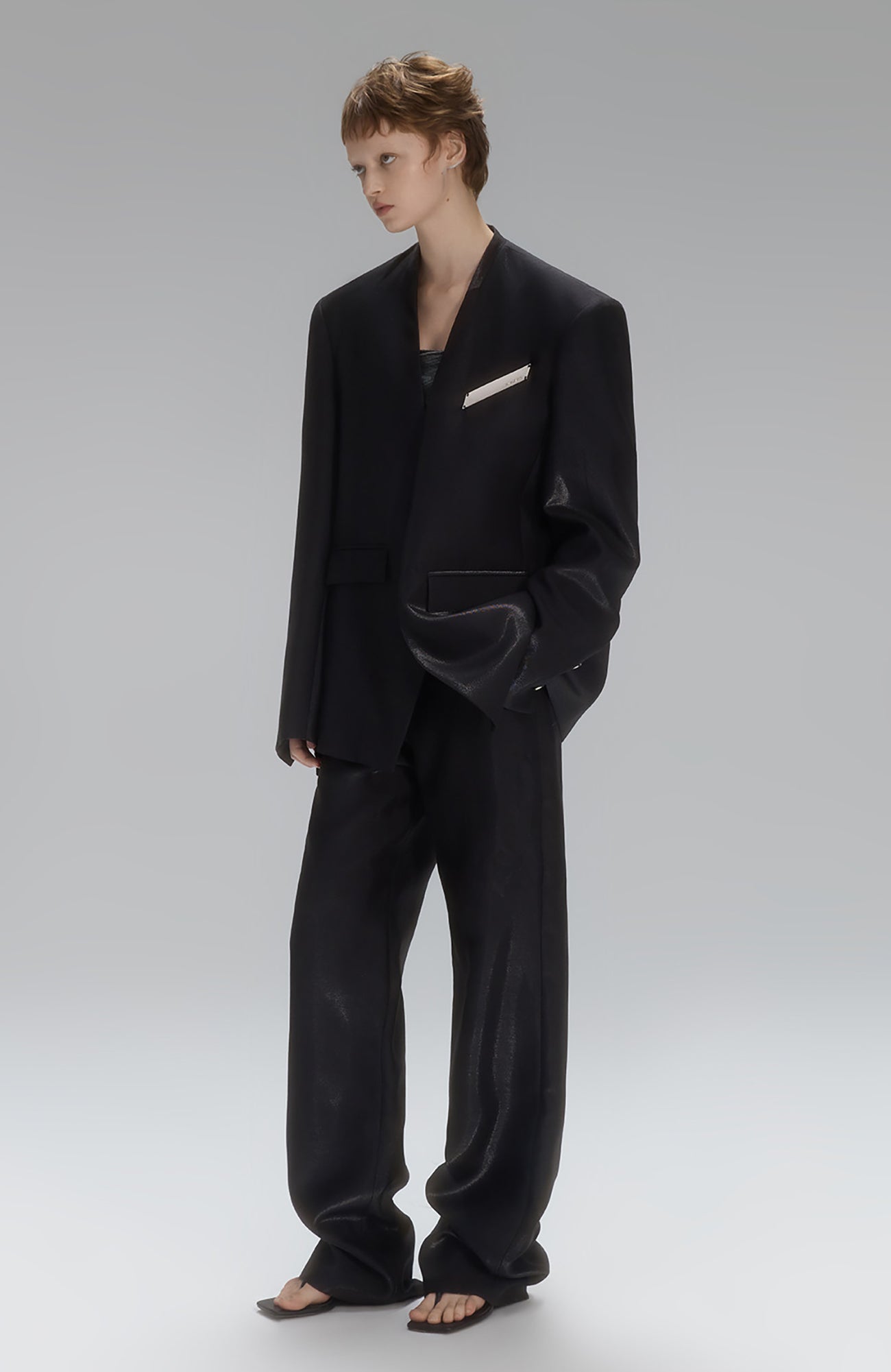 TIWILLTANG Satin Wide-Leg Drape Trousers