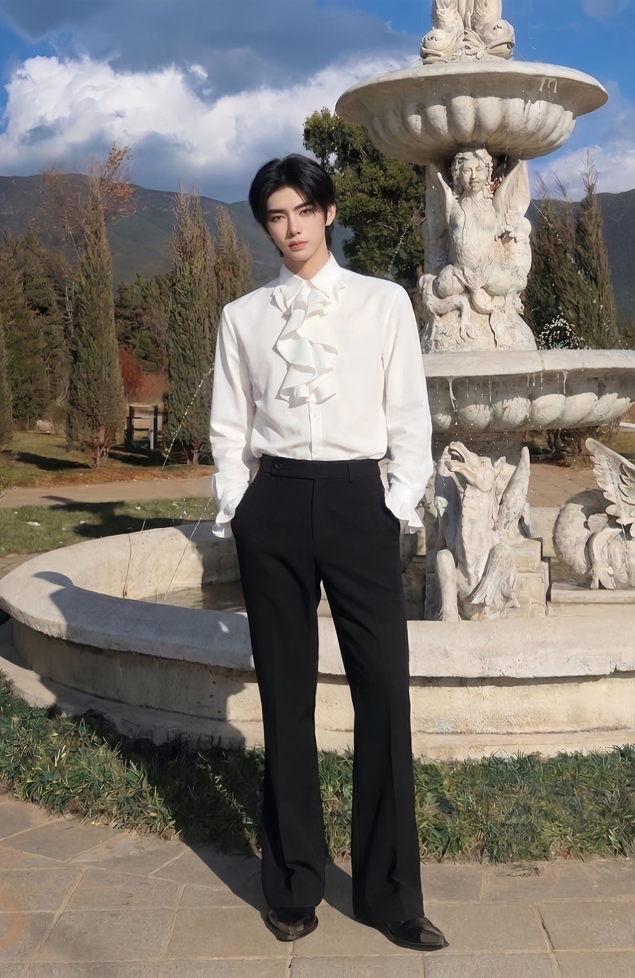 SHANG JIE Slim Flared Suit Pants