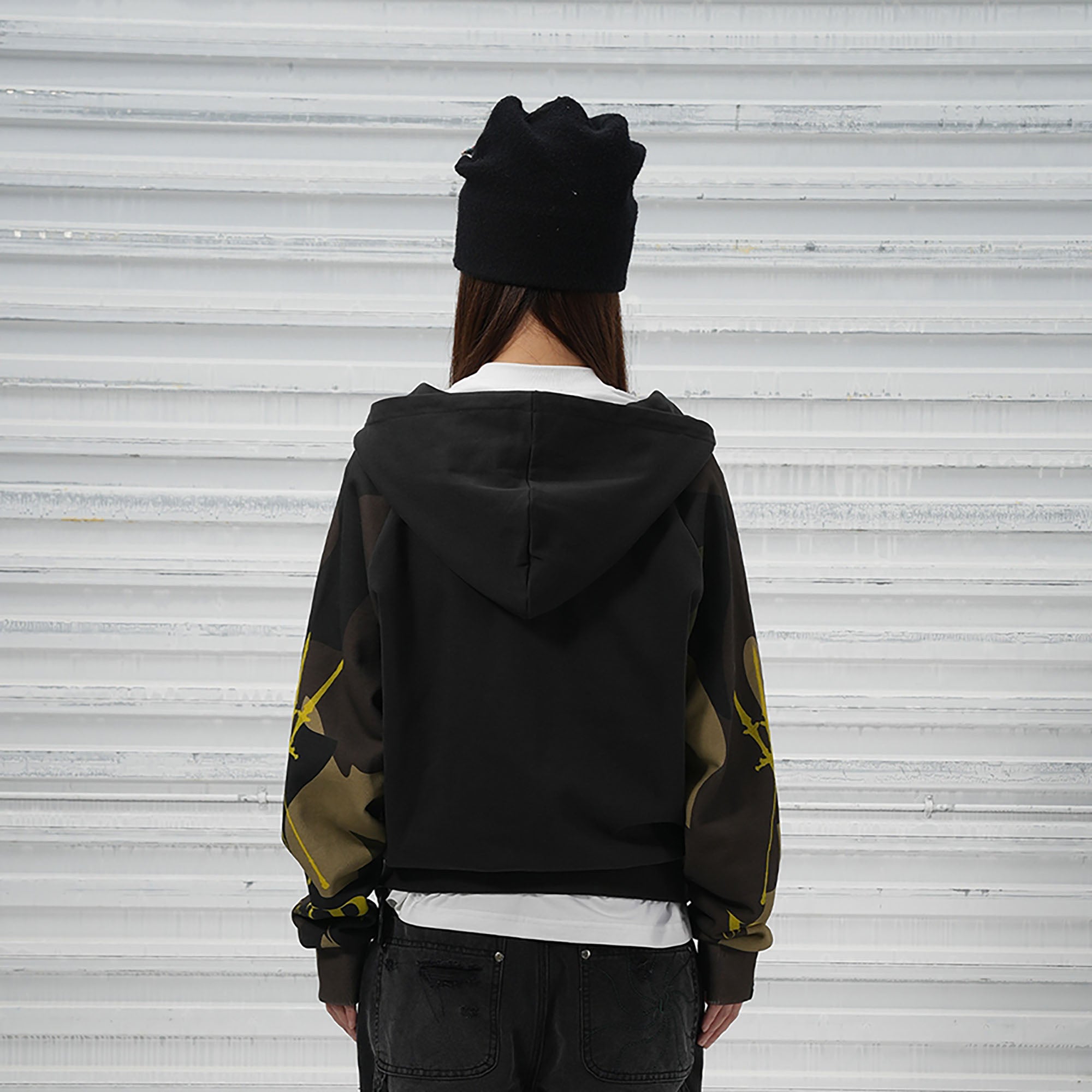 VINKID Camo Raglan Rivet Hooded Jacket, premium urban and streetwear designers apparel on PROJECTISR.com, VINKID