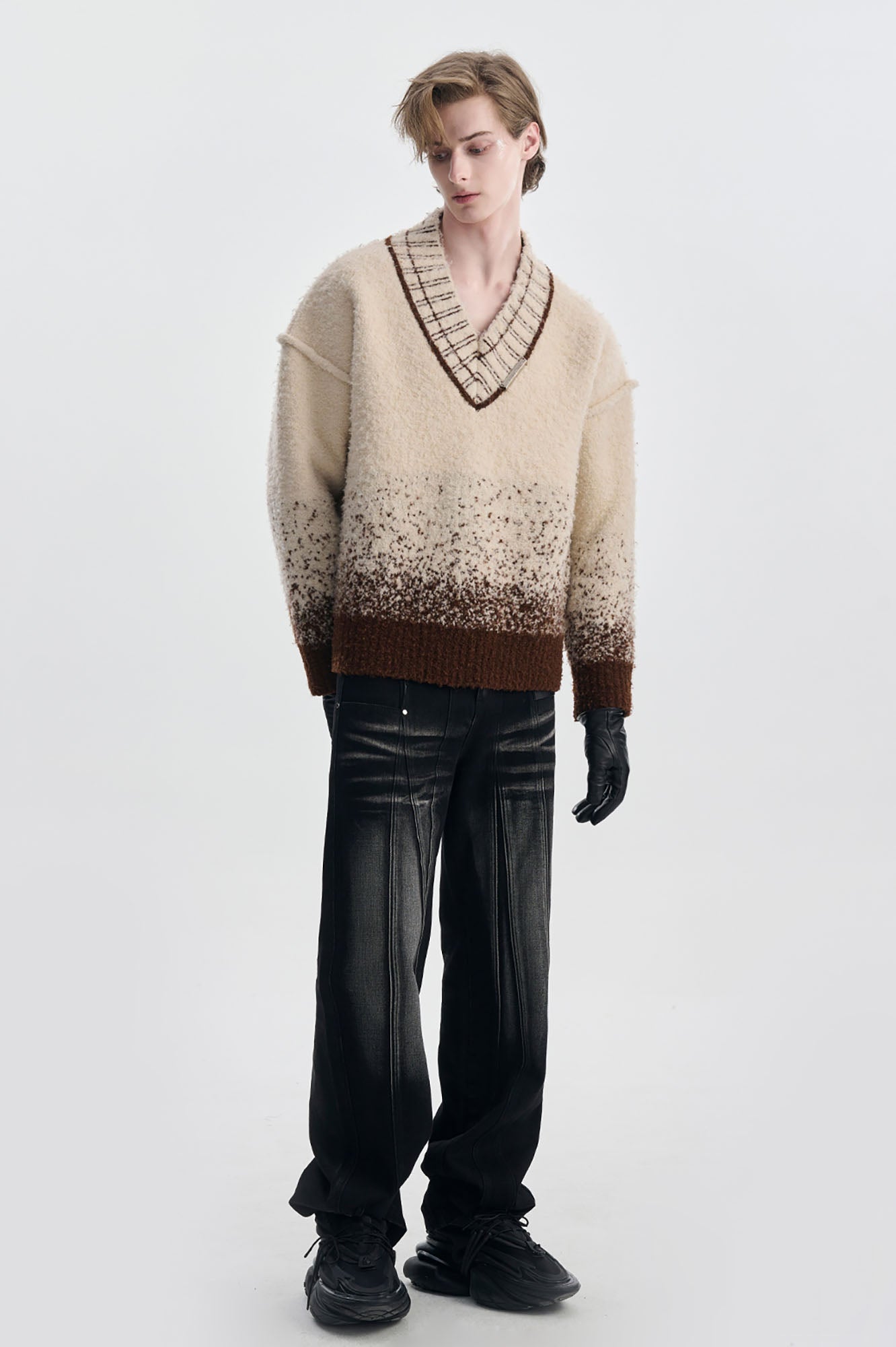 TIWILLTANG Gradient Wool V-Neck Sweater