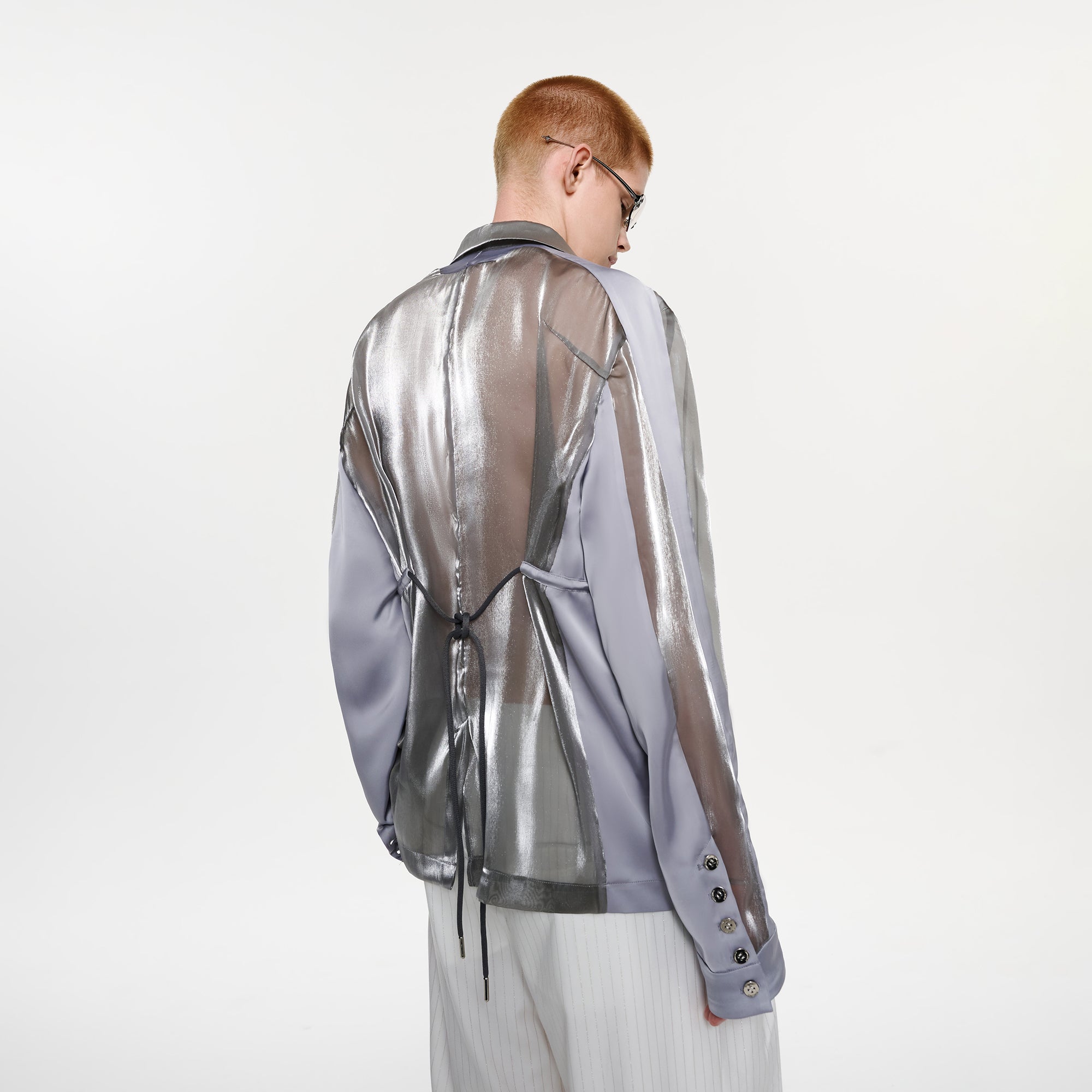 TIWILLTANG Drawstring Lustrous Paneled Blazer