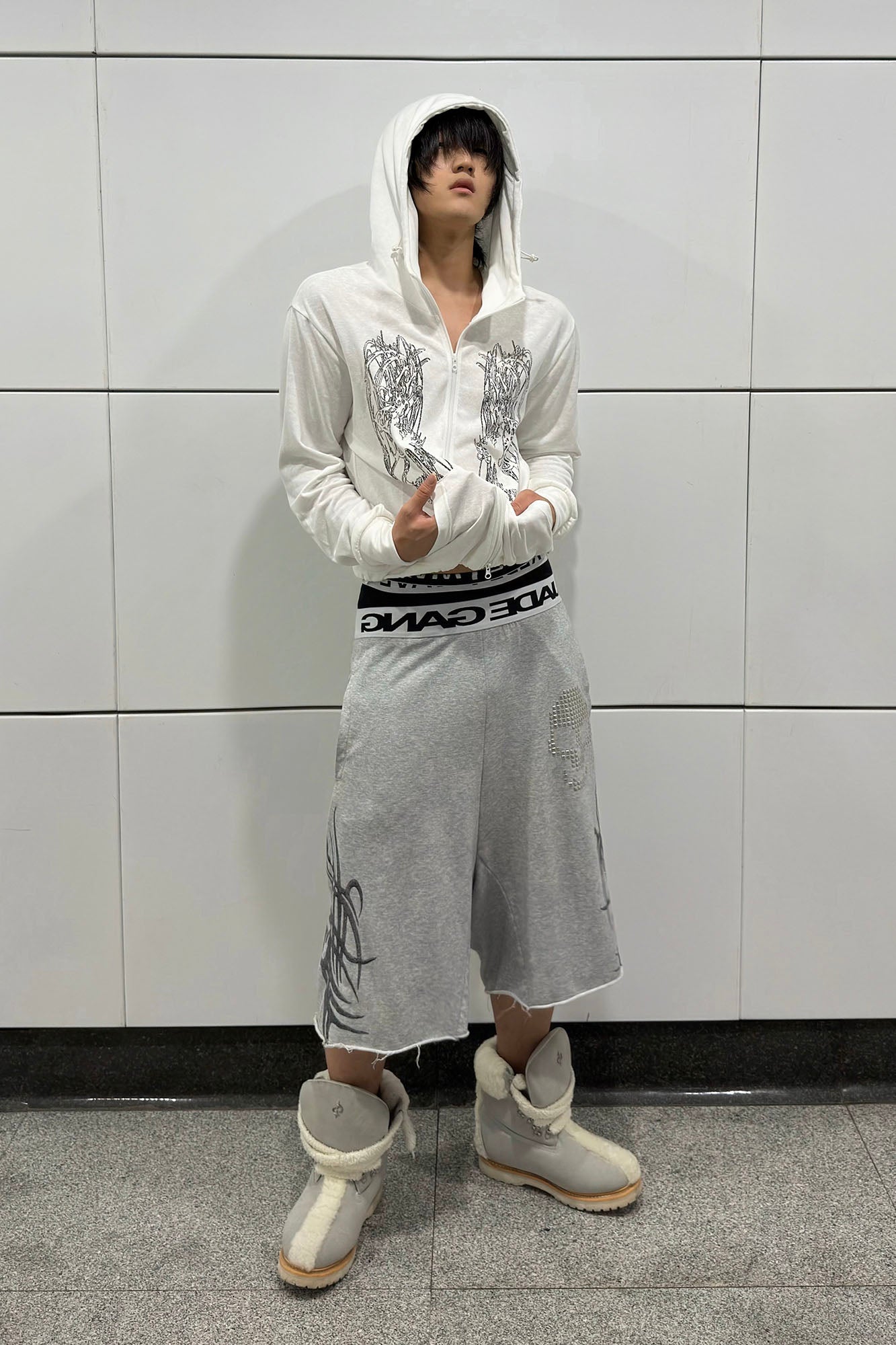 SAXGENWON Dreamcore Thorn Full-Print Zip-Up Hoodie
