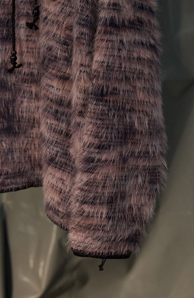 RECOVER ZONE Striped Mohair Drawstring Sweater