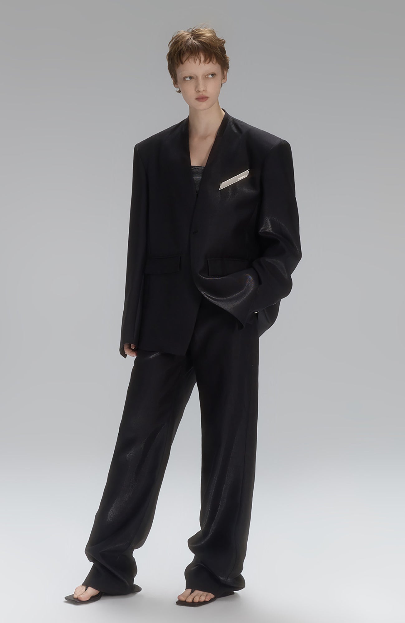 TIWILLTANG Satin Wide-Leg Drape Trousers