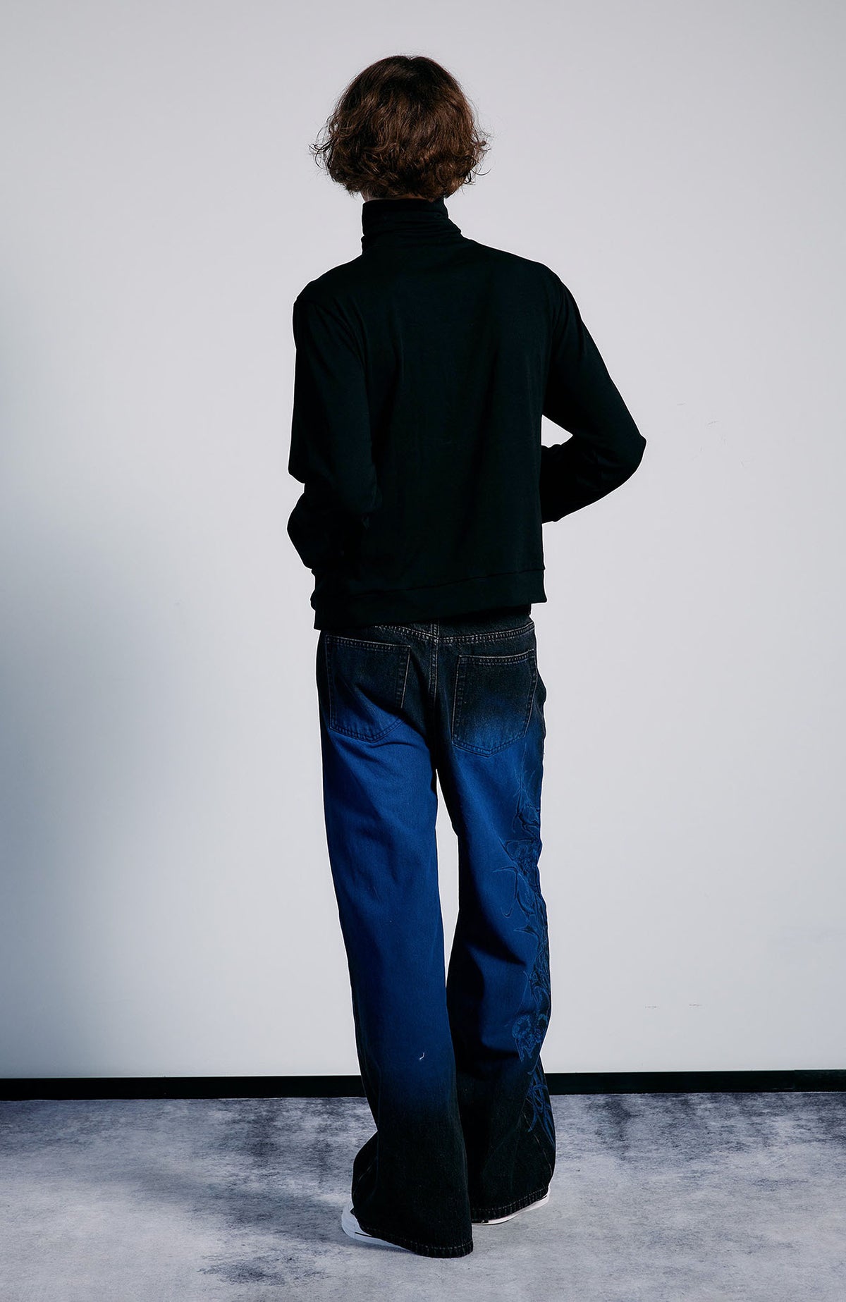 PAIKI Washed Flame Totem Baggy Straight-Leg Jeans