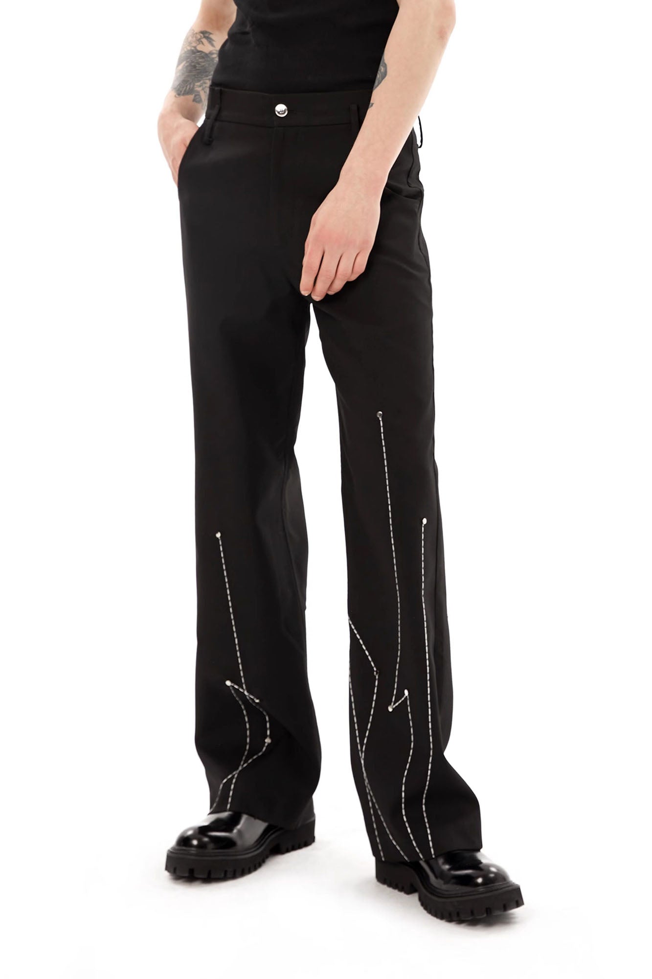 TIWILLTANG Rivet Stitch Embroidered Straight-Leg Pants
