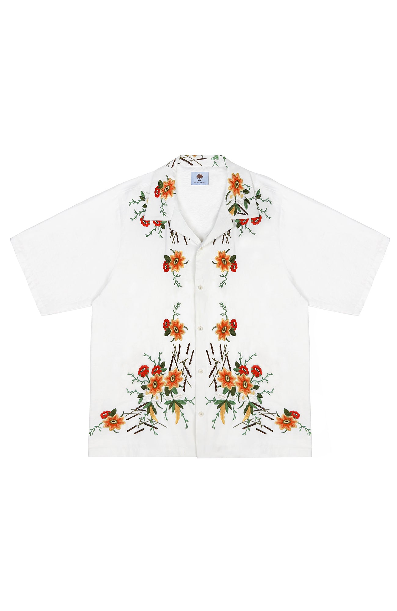 MIICHOUS Botanical Embroidered Half Shirt, premium urban and streetwear designers apparel on PROJECTISR.com, MIICHOUS