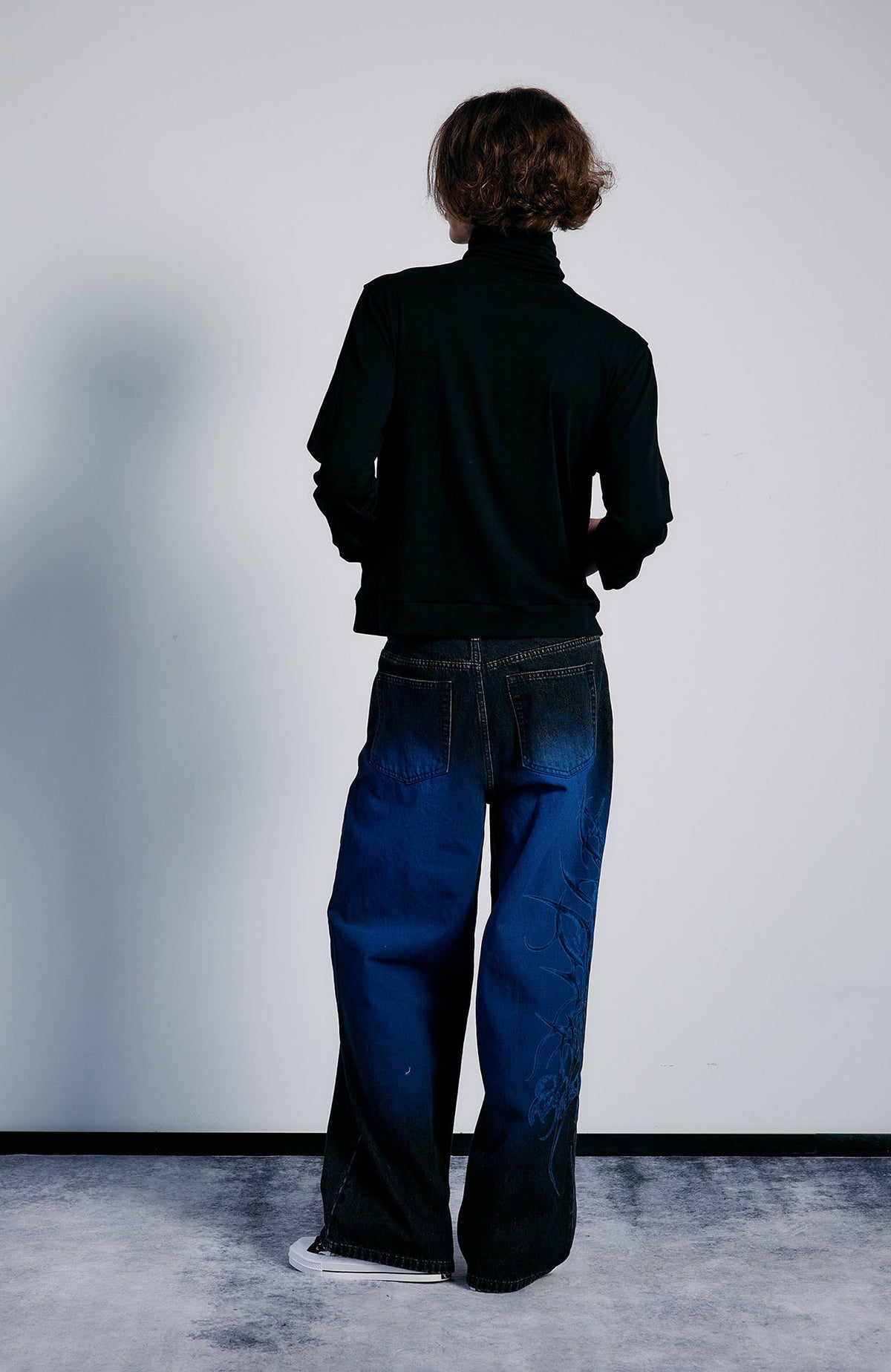 PAIKI Washed Flame Totem Baggy Straight-Leg Jeans