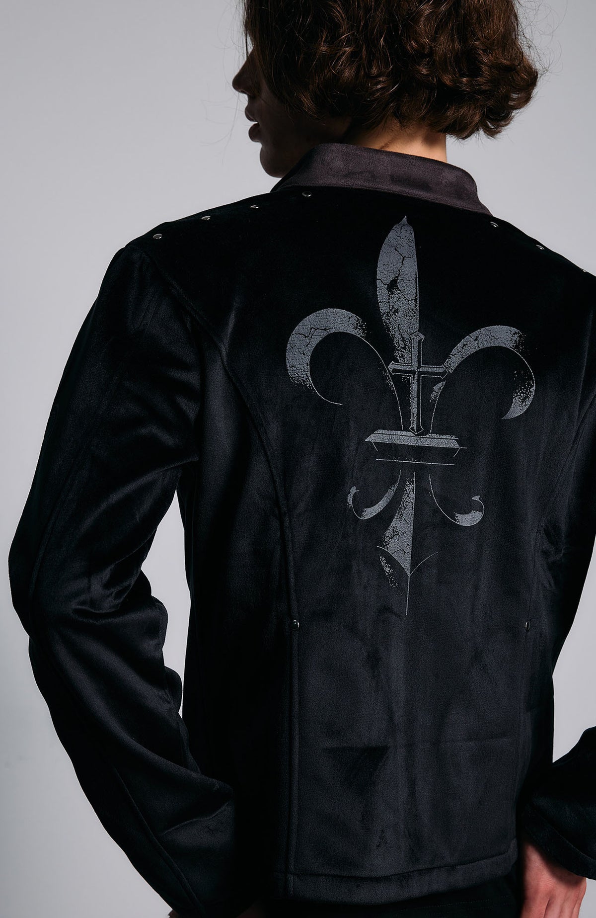 PAIKI Iris Totem Spliced Suede Fitted Jacket