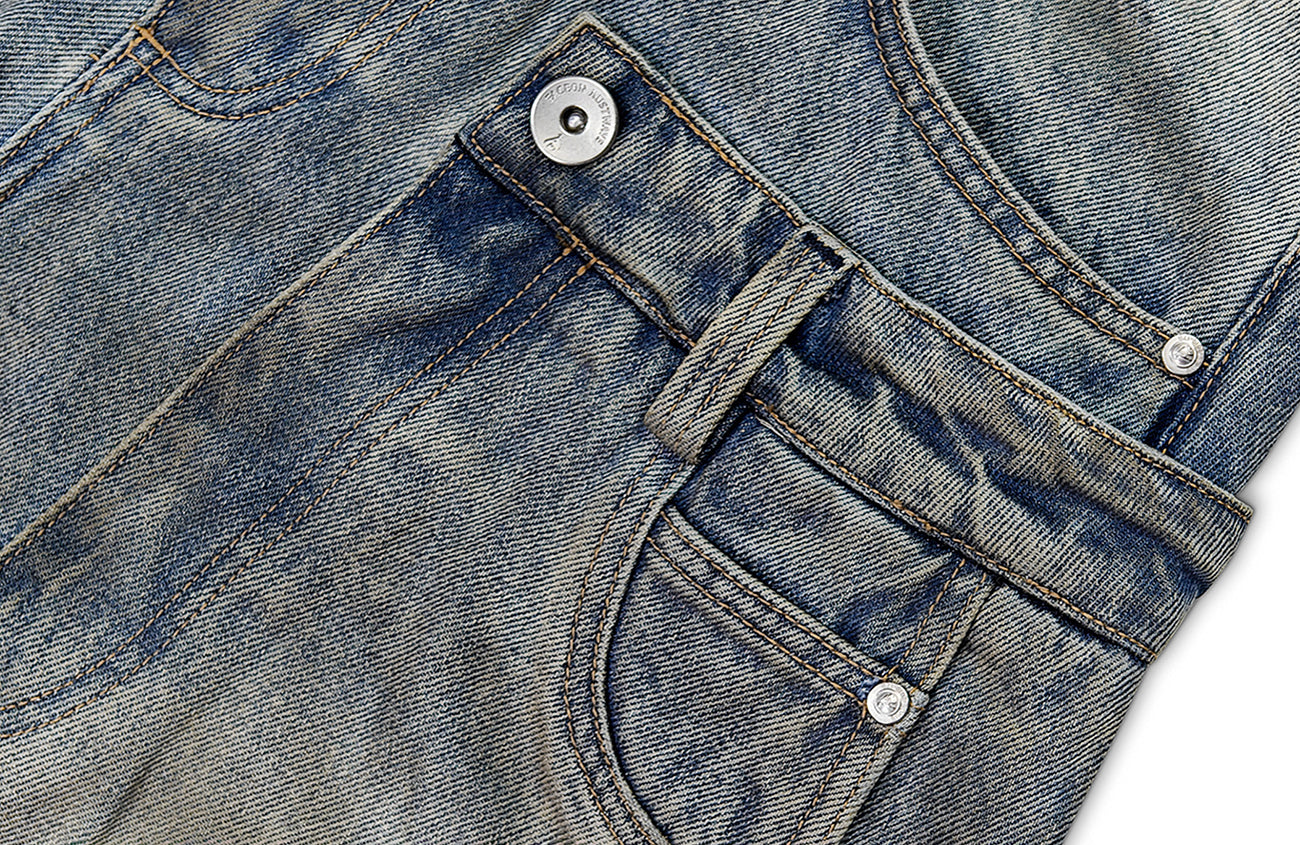 FACEONLAB Double Waistband Diamond Snake Graphic Jeans