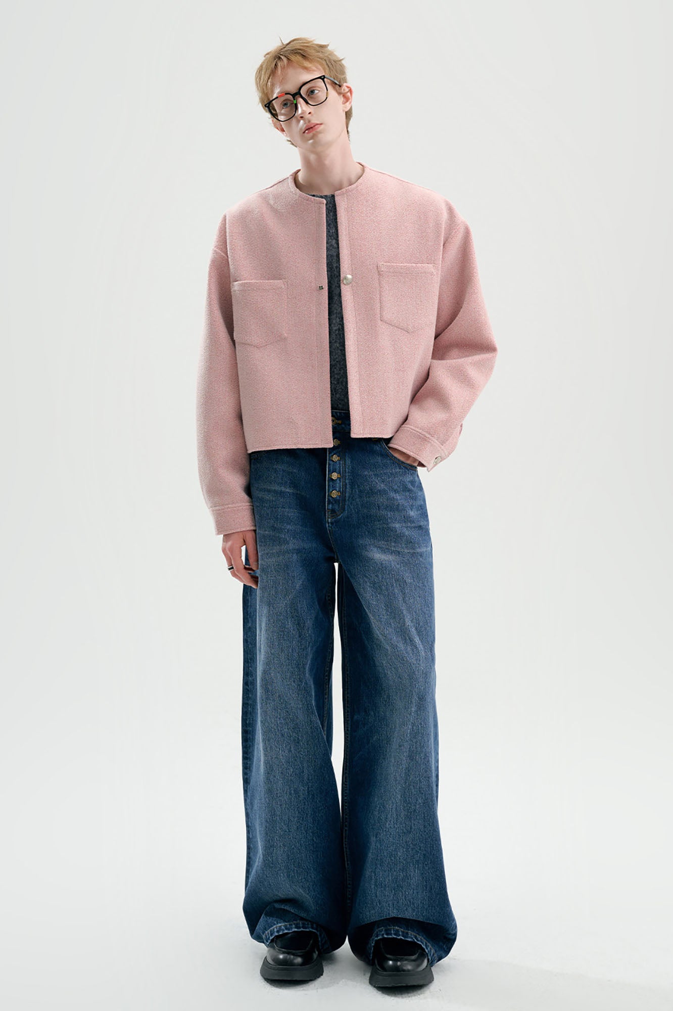 TIWILLTANG Retro Button-Up Straight-Leg Jeans