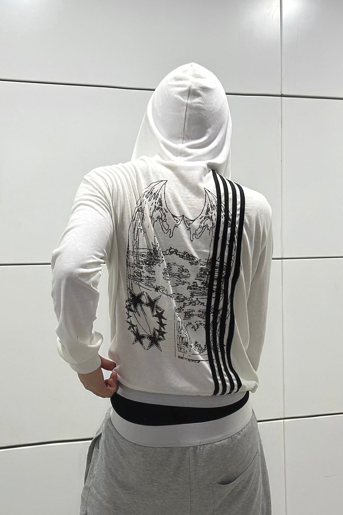 SAXGENWON Dreamcore Thorn Full-Print Zip-Up Hoodie