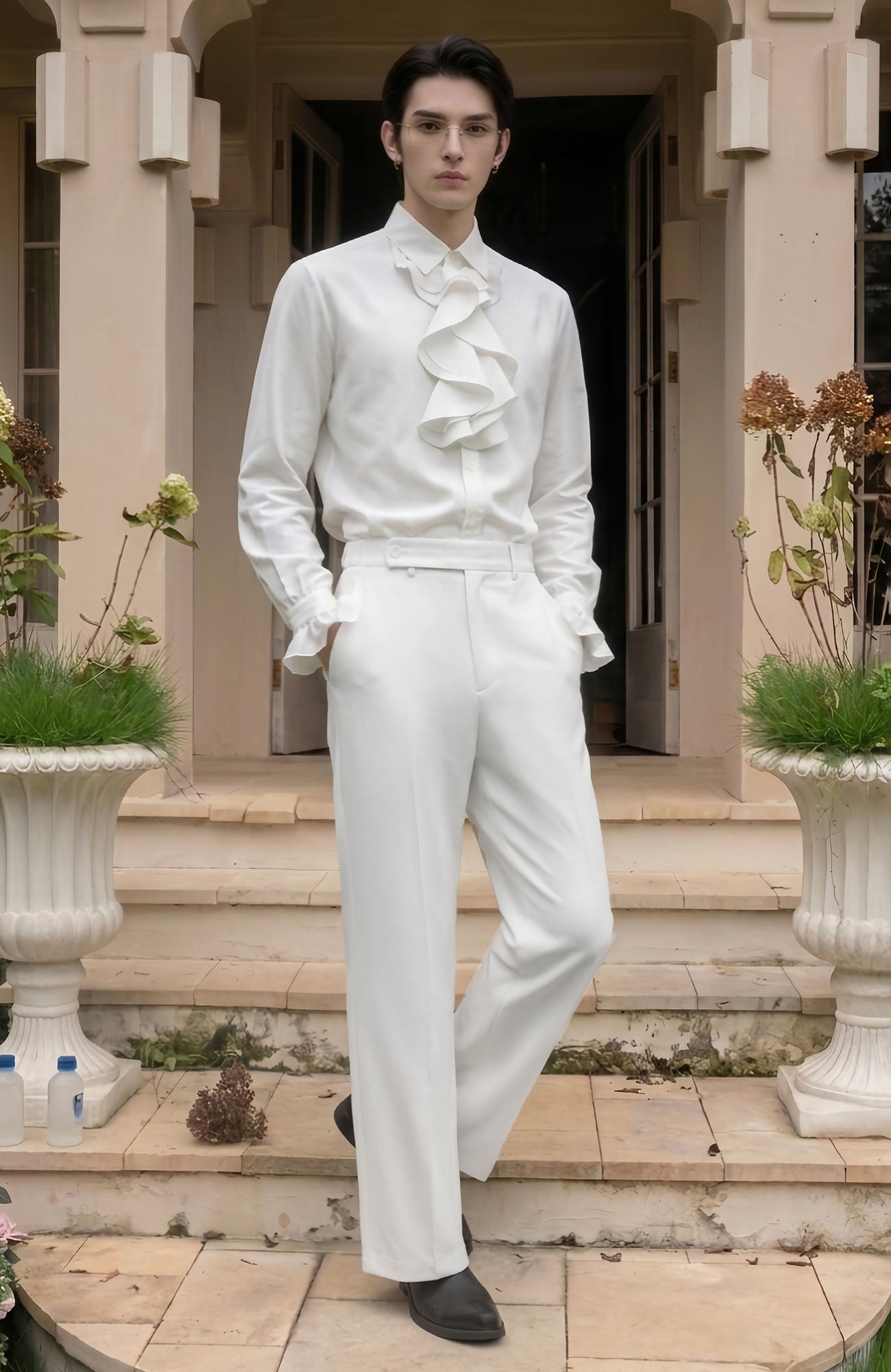 SHANG JIE Slim Straight Suit Pants