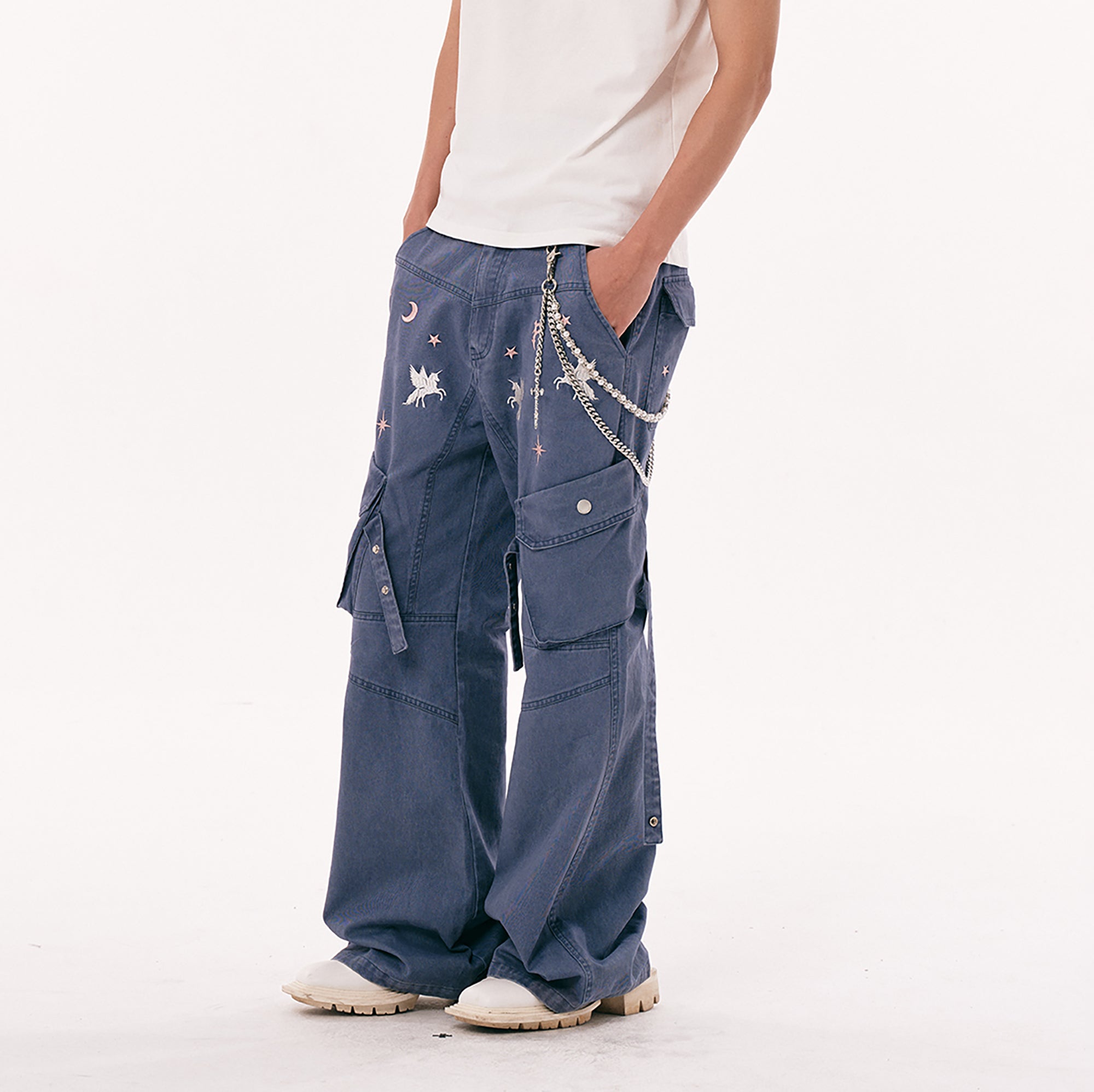 PASET Unicorn Embroidered Cargo Pants