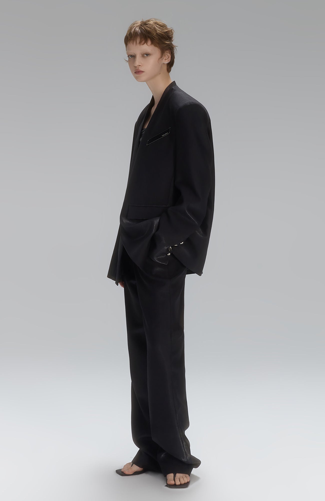 TIWILLTANG Satin Wide-Leg Drape Trousers