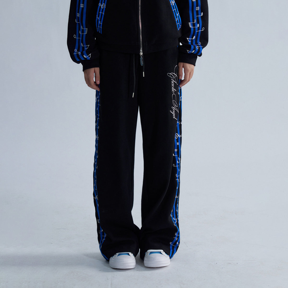 PAIKI Striped Double-Waistband Straight-Leg Sweatpants