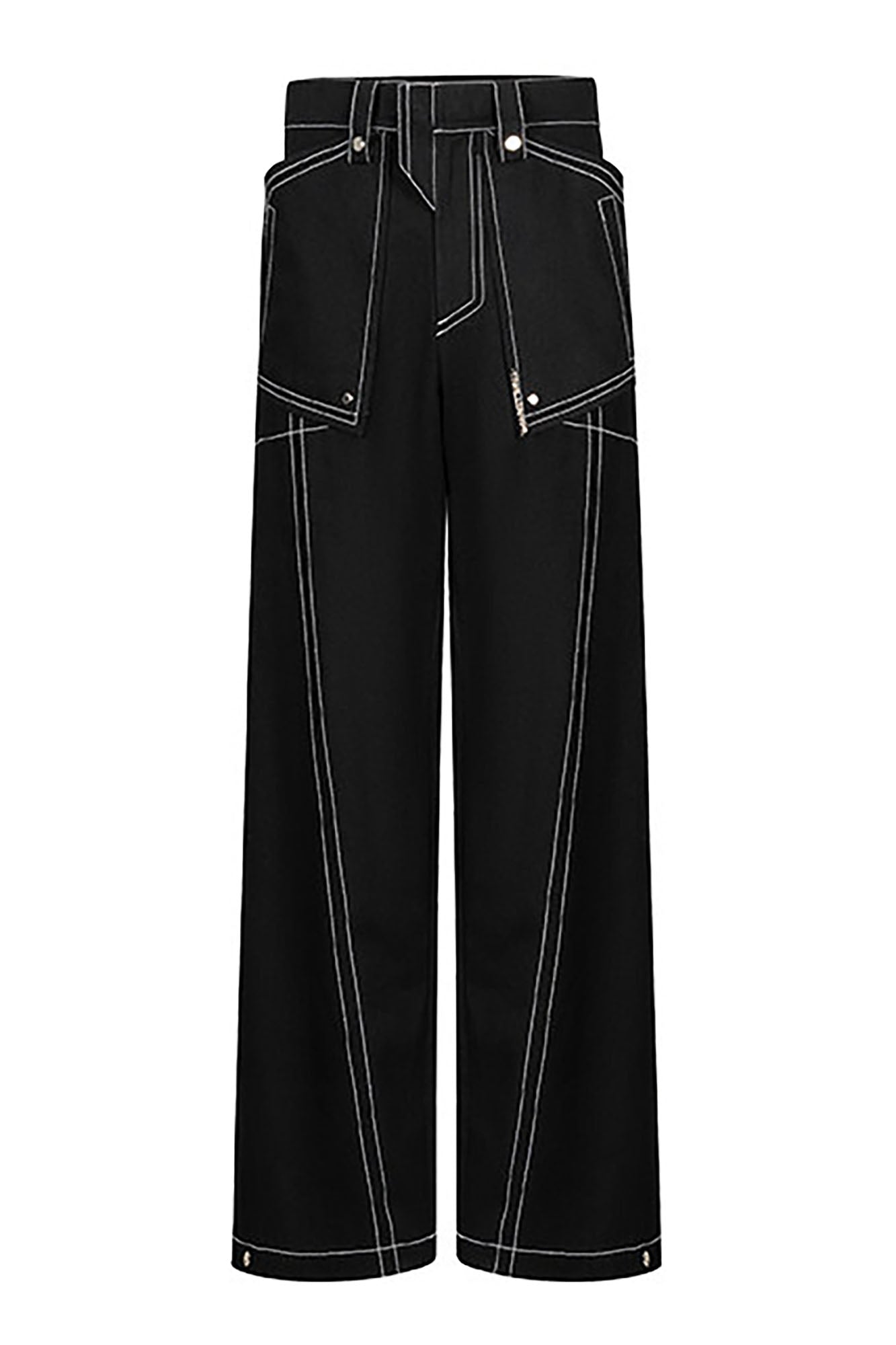 TIWILLTANG Contrast Stitched Straight-Leg Jeans