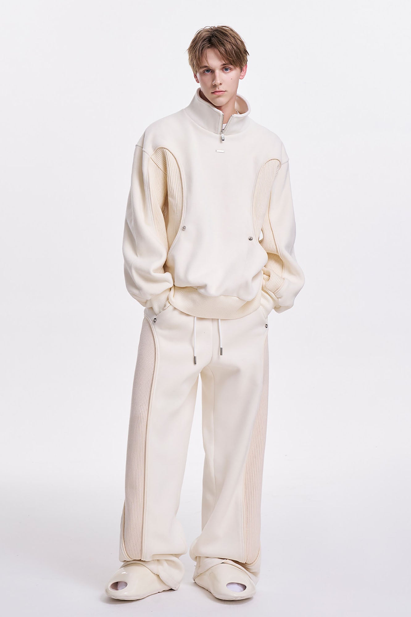 TIWILLTANG Ribbed Contrast Panel Oversized Sweatpants
