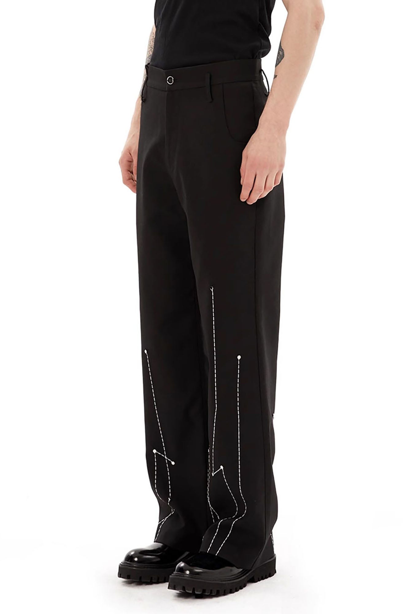 TIWILLTANG Rivet Stitch Embroidered Straight-Leg Pants