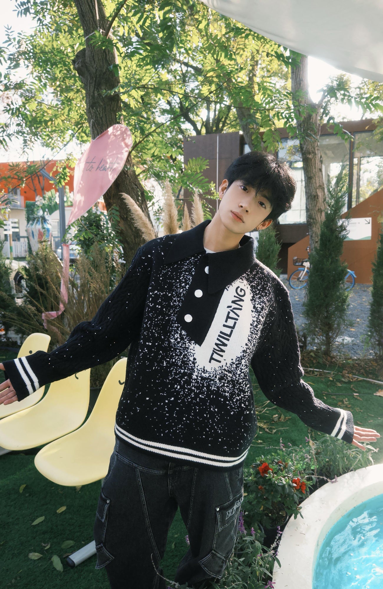 TIWILLTANG Asym Collar Embroidered LOGO Sweater, premium urban and streetwear designers apparel on PROJECTISR.com, TIWILLTANG