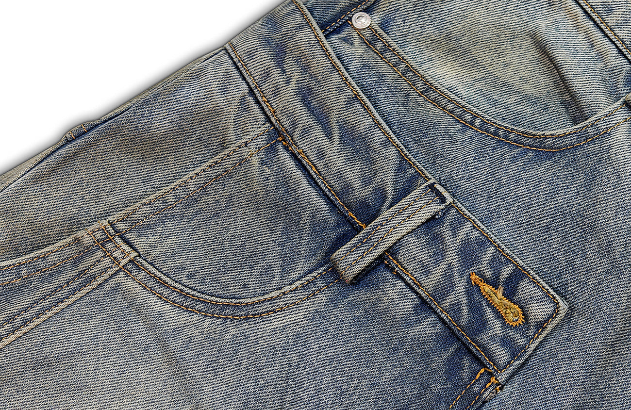 FACEONLAB Double Waistband Diamond Snake Graphic Jeans