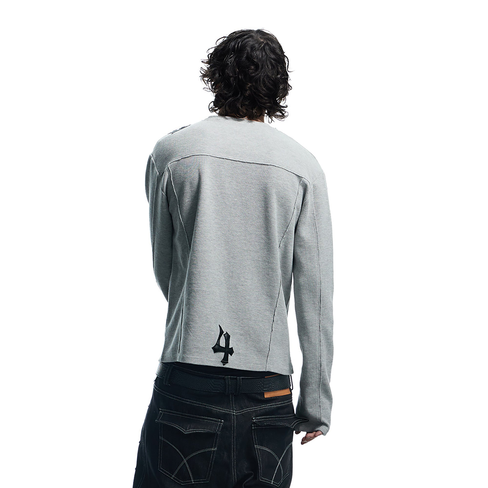 DND4DES  Waffle-Knit Gothic Henley Long-Sleeve Tee, premium urban and streetwear designers apparel on PROJECTISR.com, DND4DES