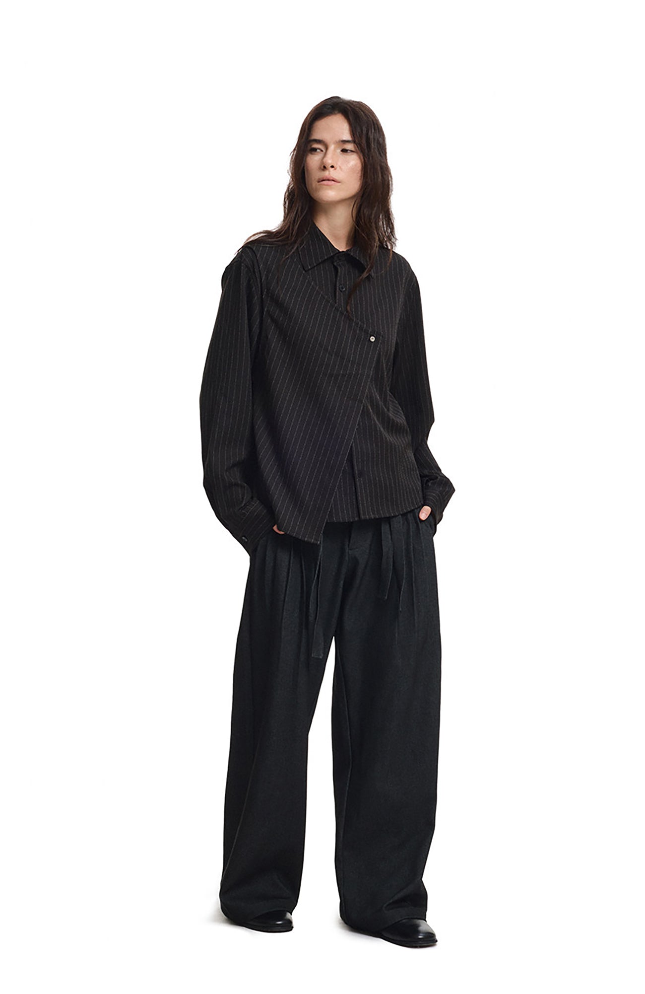 KREATE Asymmetric Layered Stripe Shirt