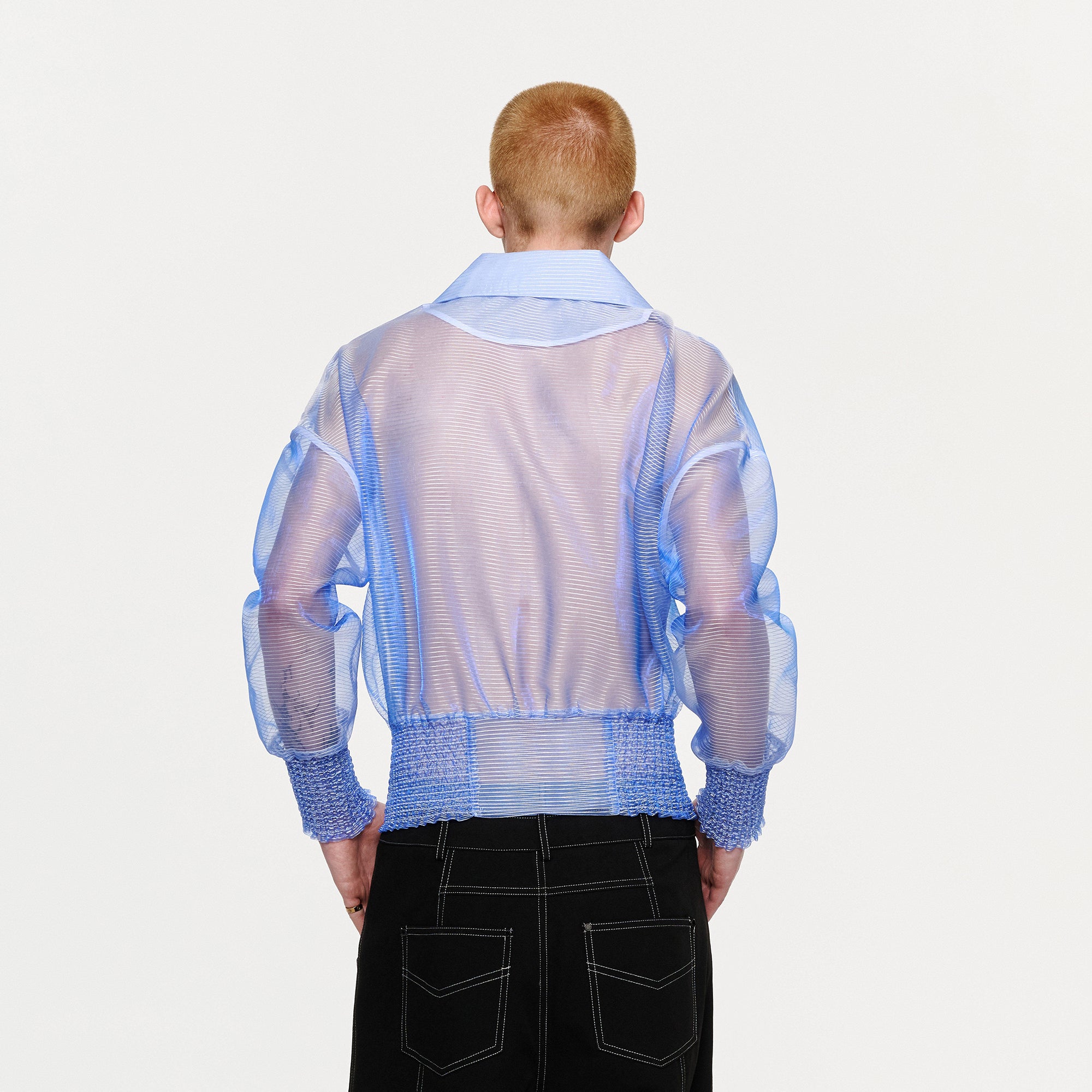 TIWILLTANG Sheer Zip-Up Cropped Jacket