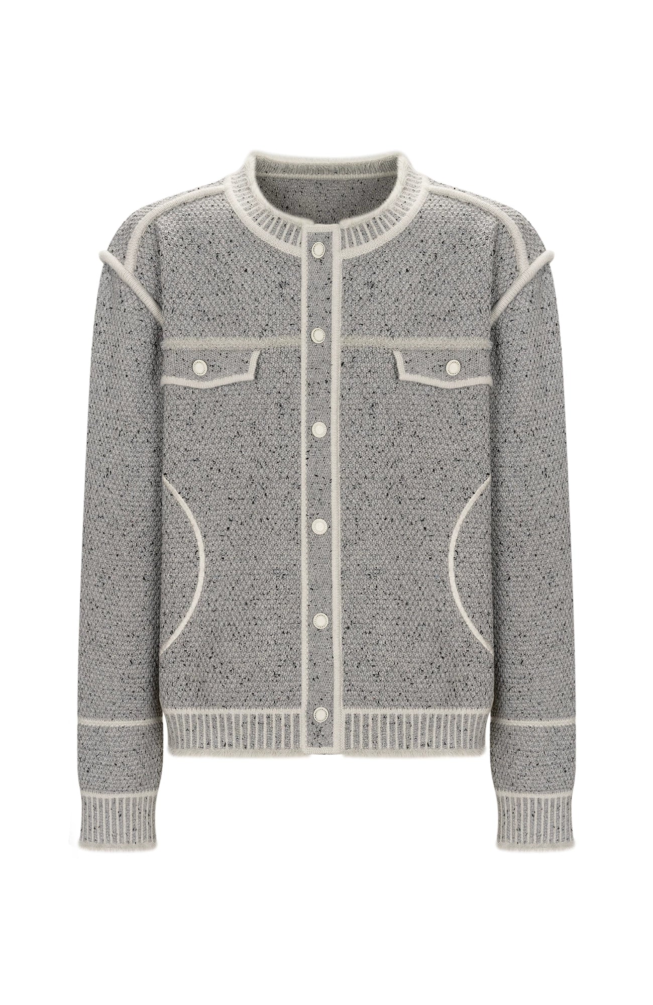 TIWILLTANG Frayed Edge Tweed Knit Jacket