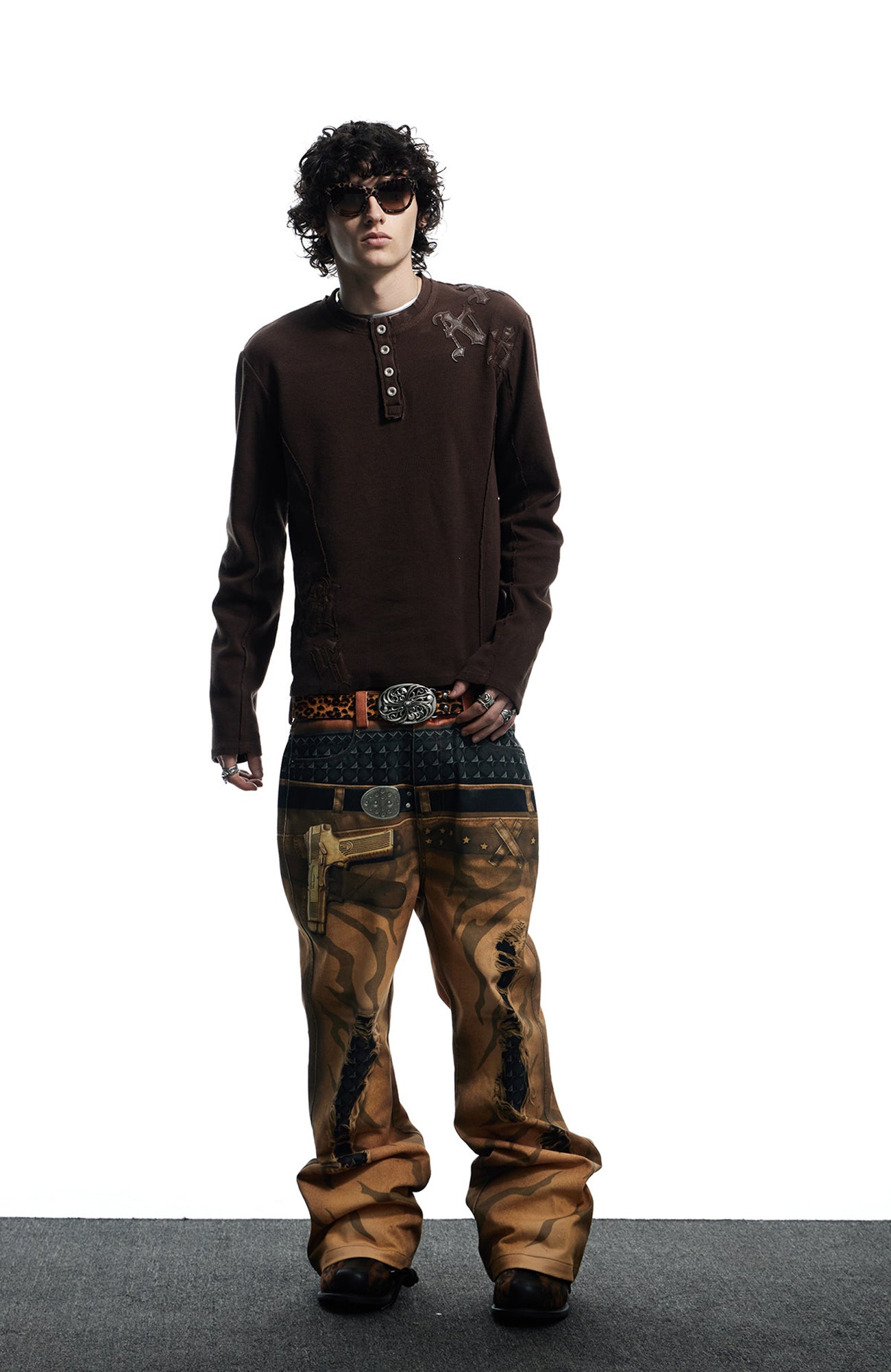 DND4DES  Waffle-Knit Gothic Henley Long-Sleeve Tee, premium urban and streetwear designers apparel on PROJECTISR.com, DND4DES