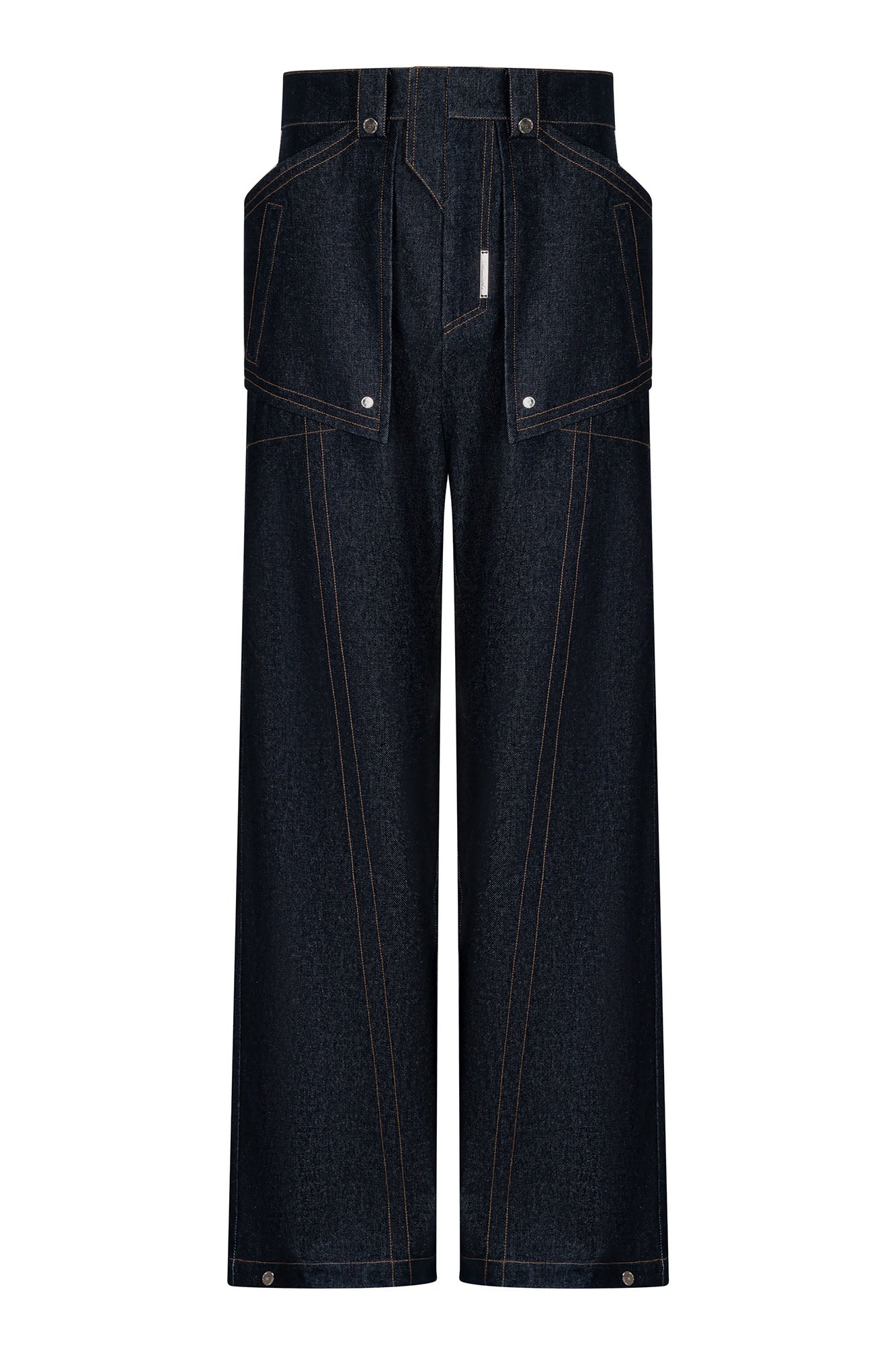 TIWILLTANG Contrast Stitched Straight-Leg Jeans
