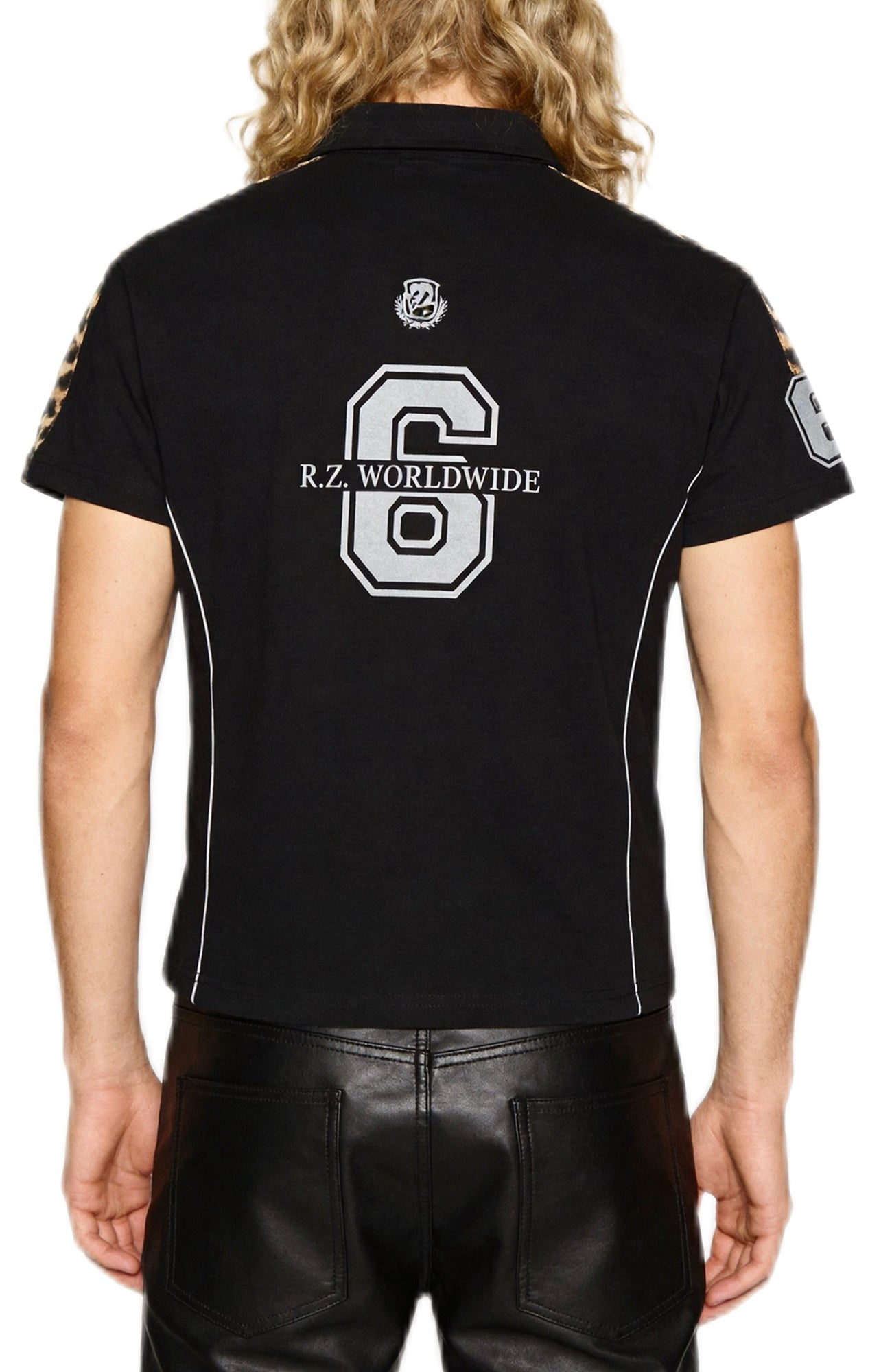 REGEN ZONE Leopard Stripe Reflective Polo T-Shirt