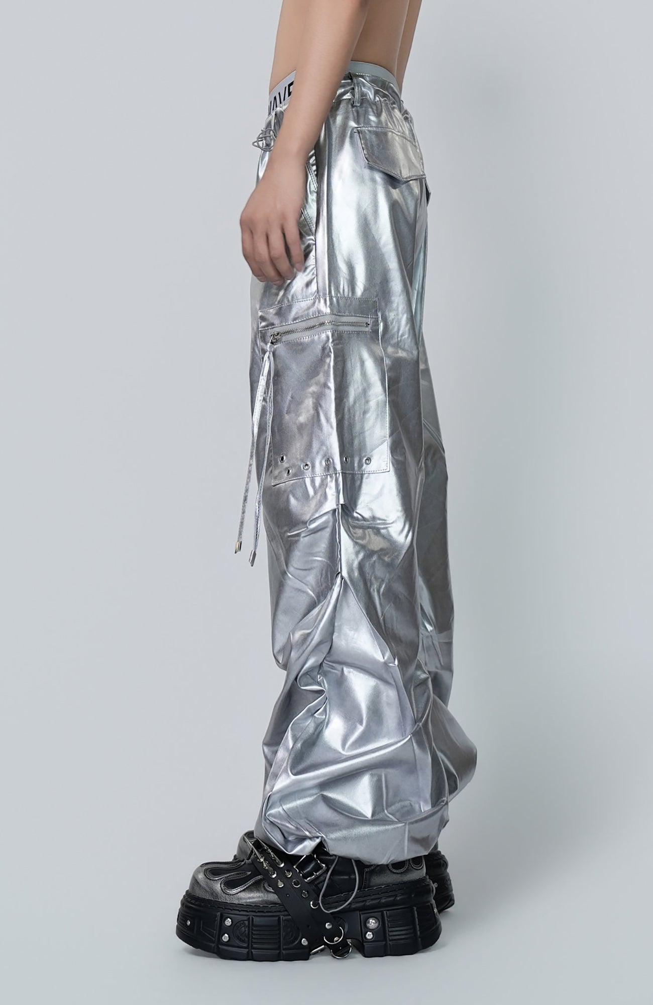 VE2 Metallic Coated Cargo Pants