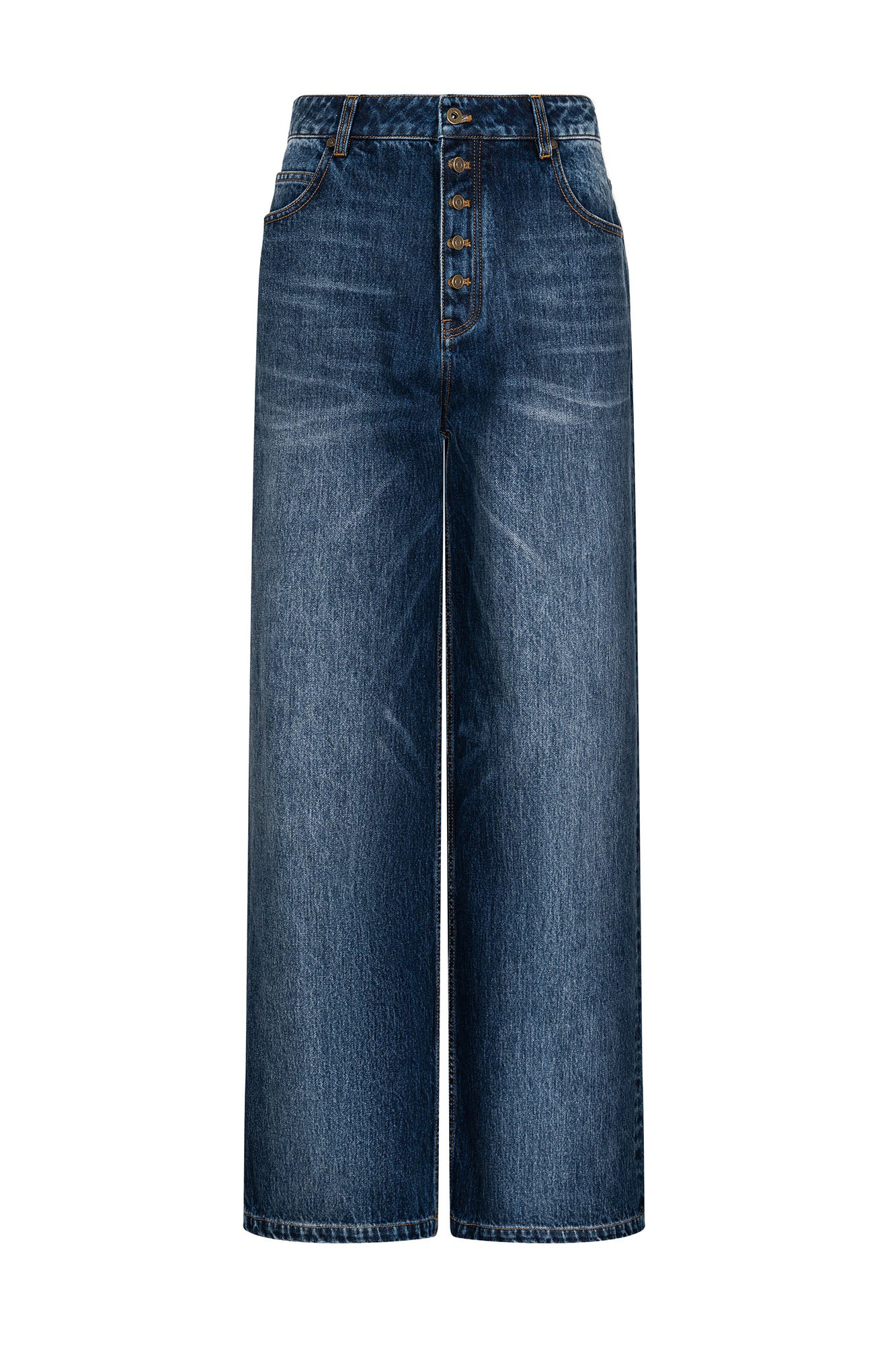 TIWILLTANG Retro Button-Up Straight-Leg Jeans