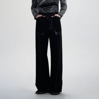 TIWILLTANG Contrast Stitched Straight-Leg Jeans