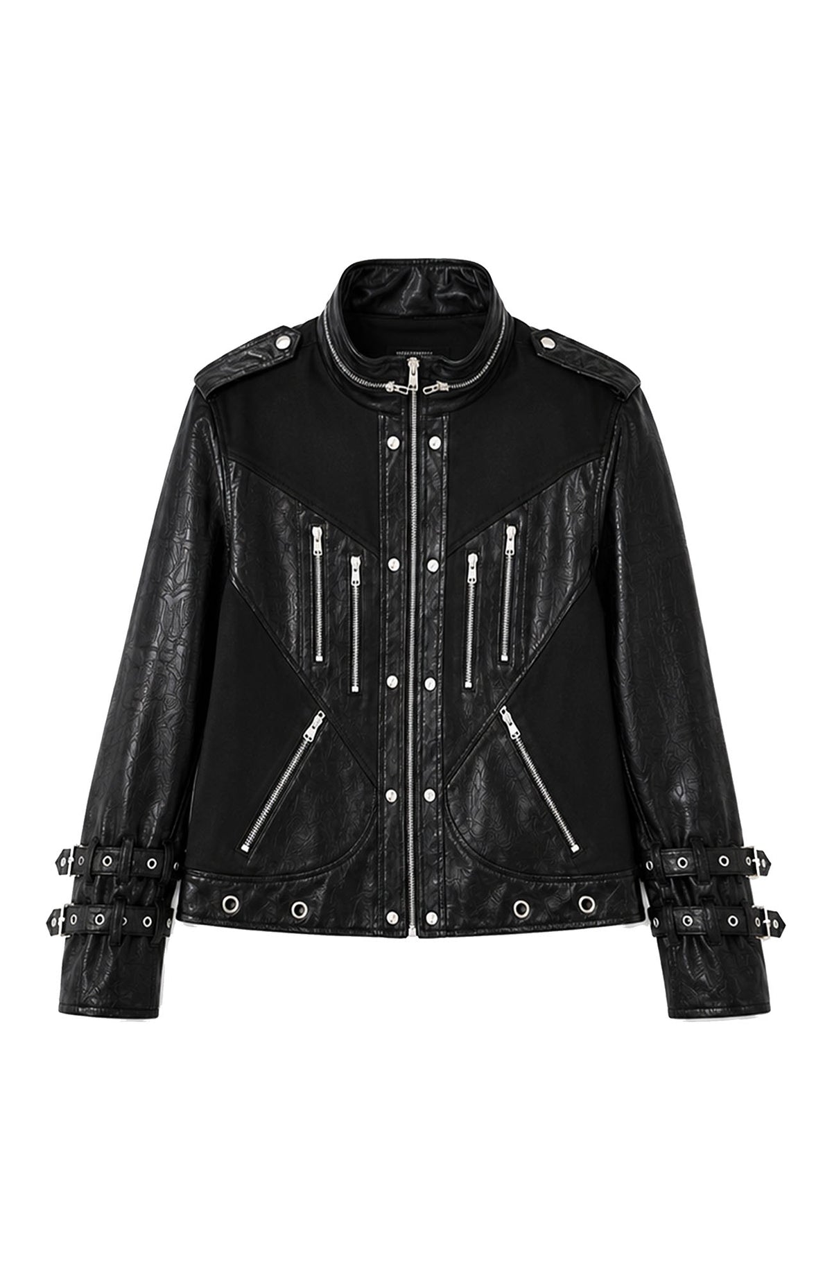 PAIKI Strapped Structured Slim Biker Jacket