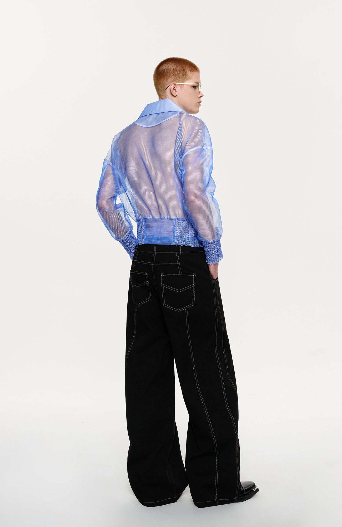 TIWILLTANG Sheer Zip-Up Cropped Jacket
