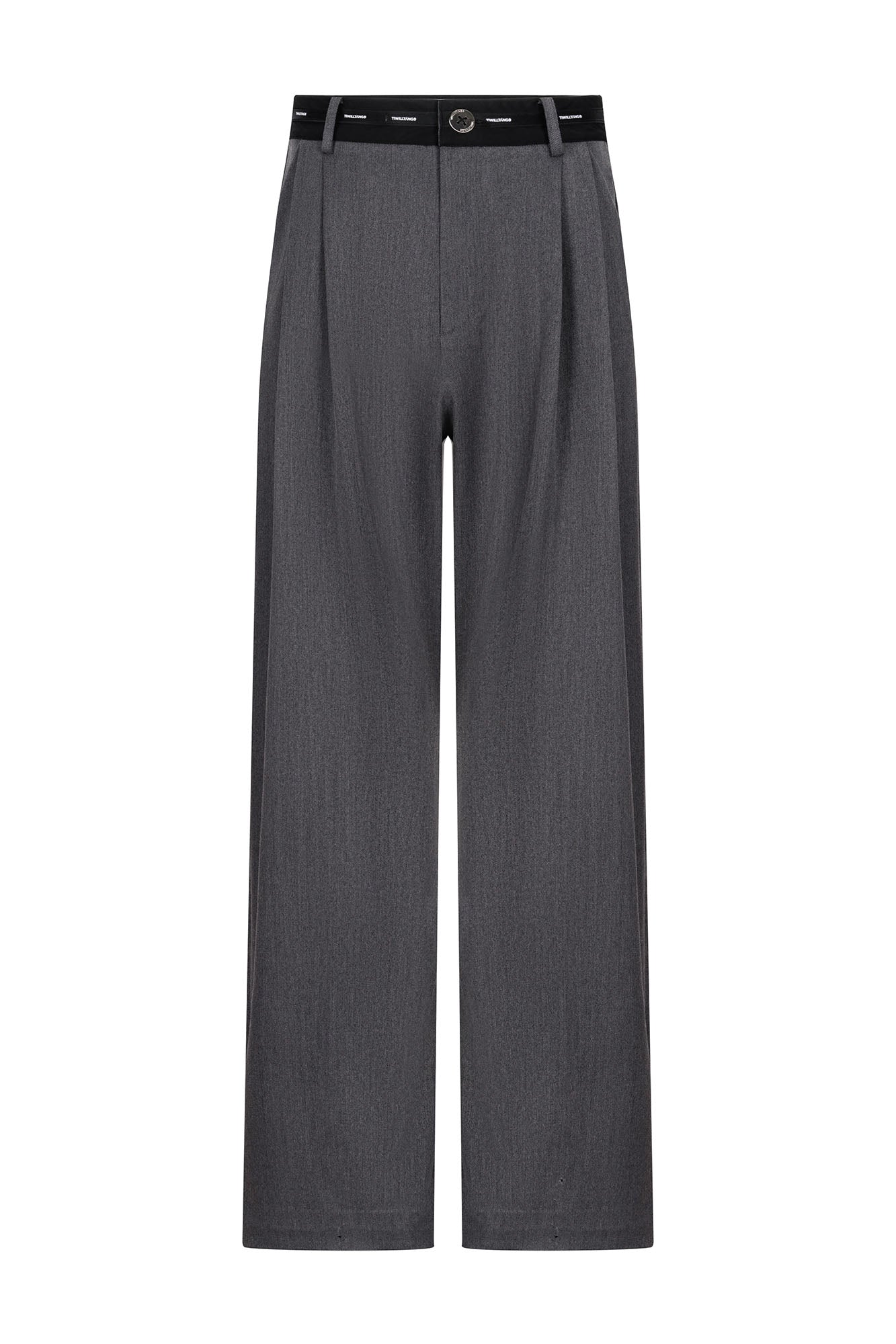 TIWILLTANG Contrast Panel Pleated Straight-Leg Pants