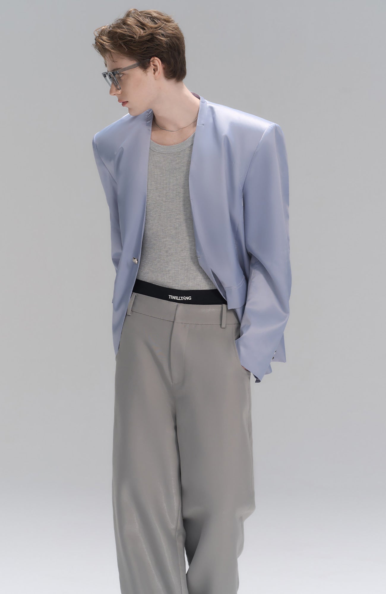 TIWILLTANG Satin Wide-Leg Drape Trousers