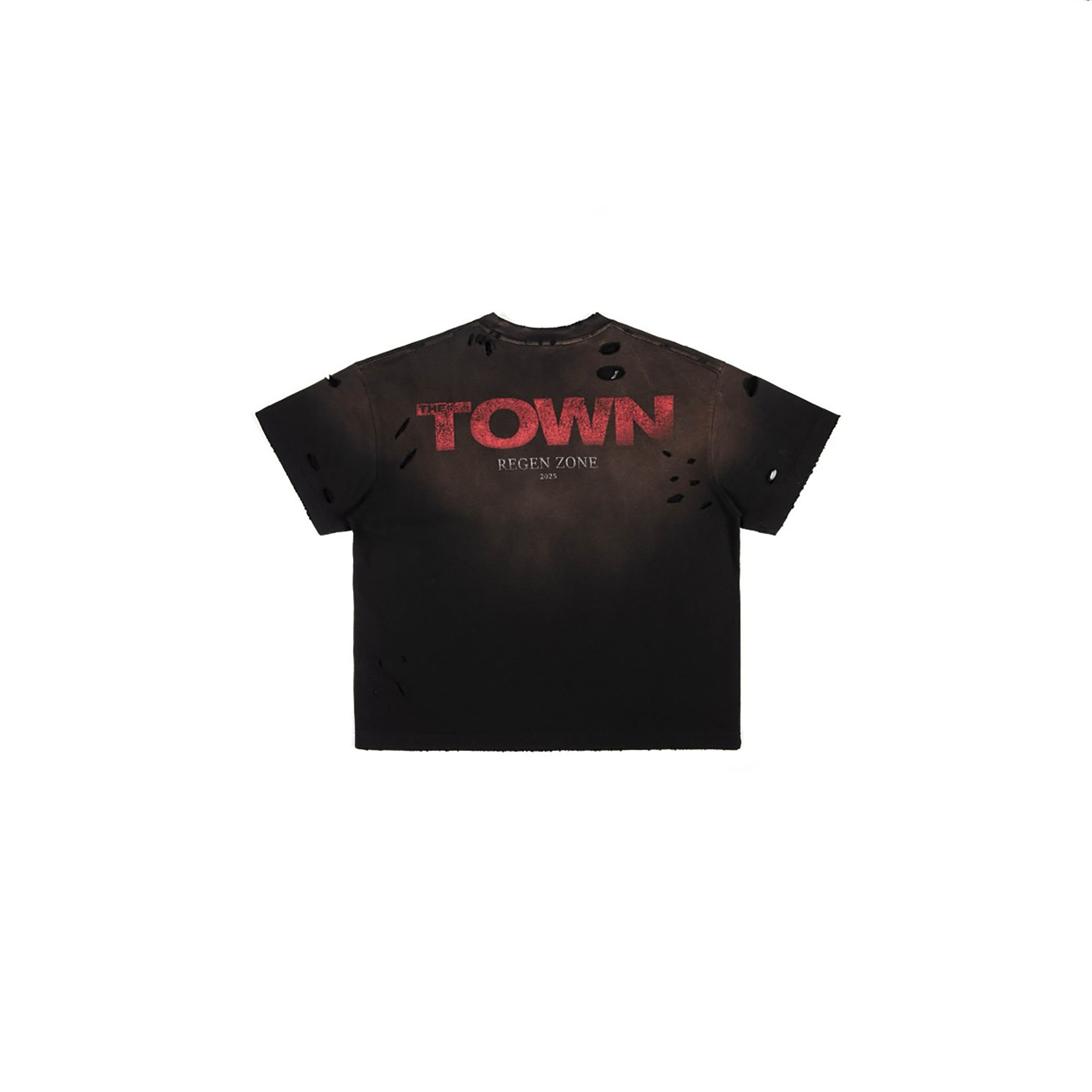 REGEN ZONE Distressed Washed Graphic T-Shirt
