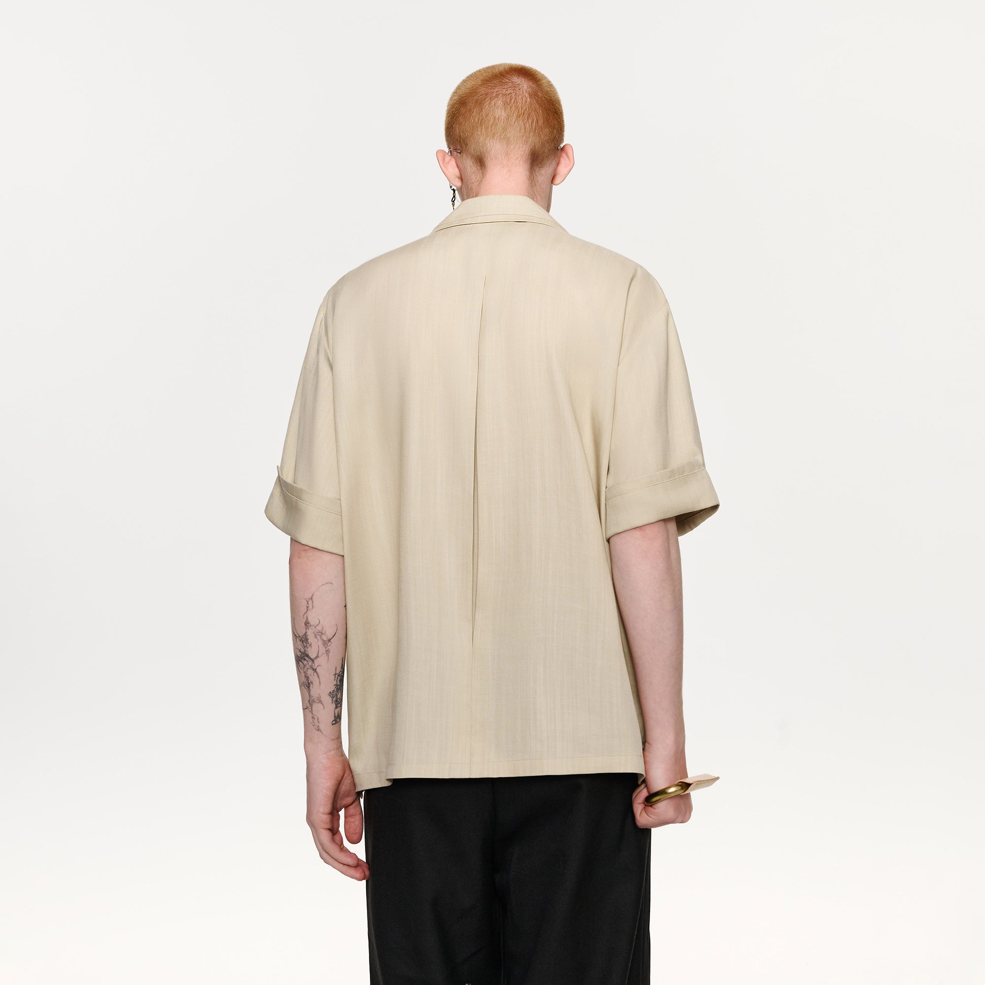 TIWILLTANG Layered Lapel Half Shirt
