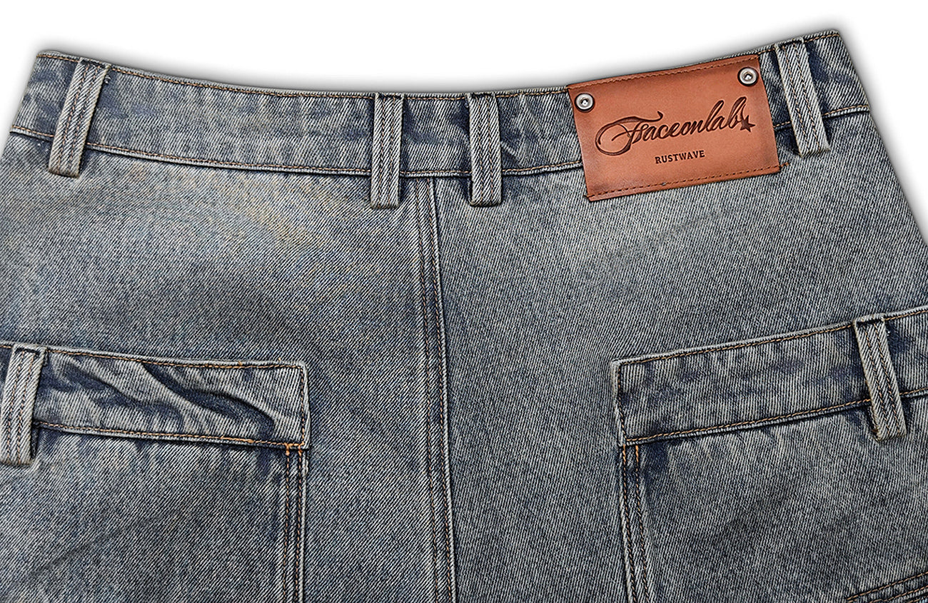 FACEONLAB Double Waistband Diamond Snake Graphic Jeans