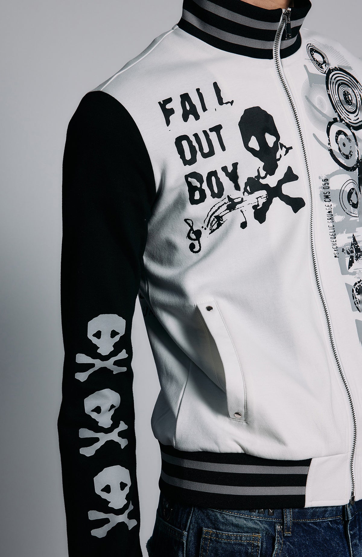 PAIKI Skull Graphic Slim Zip-Up Hoodie Jacket