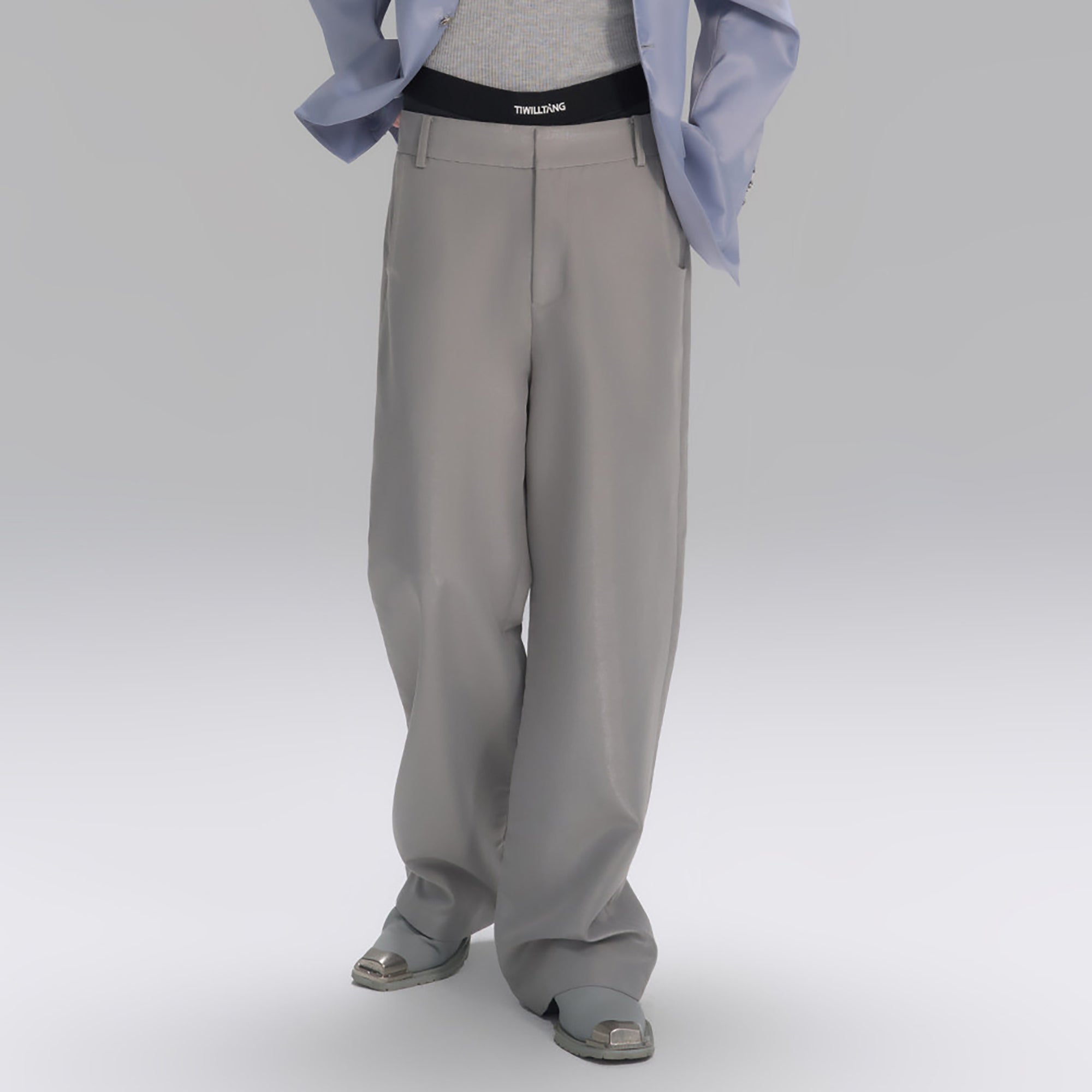 TIWILLTANG Satin Wide-Leg Drape Trousers