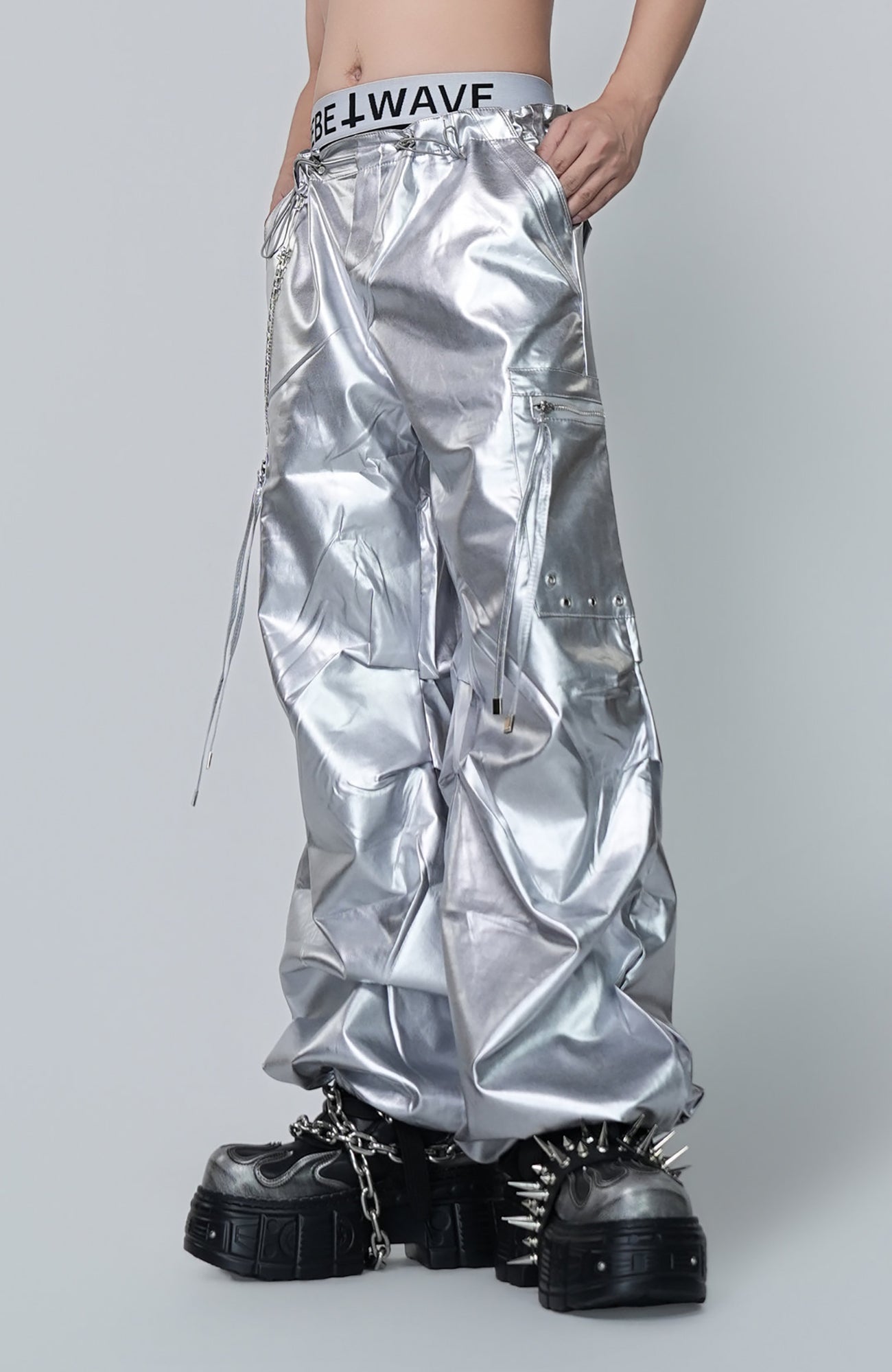 VE2 Metallic Coated Cargo Pants
