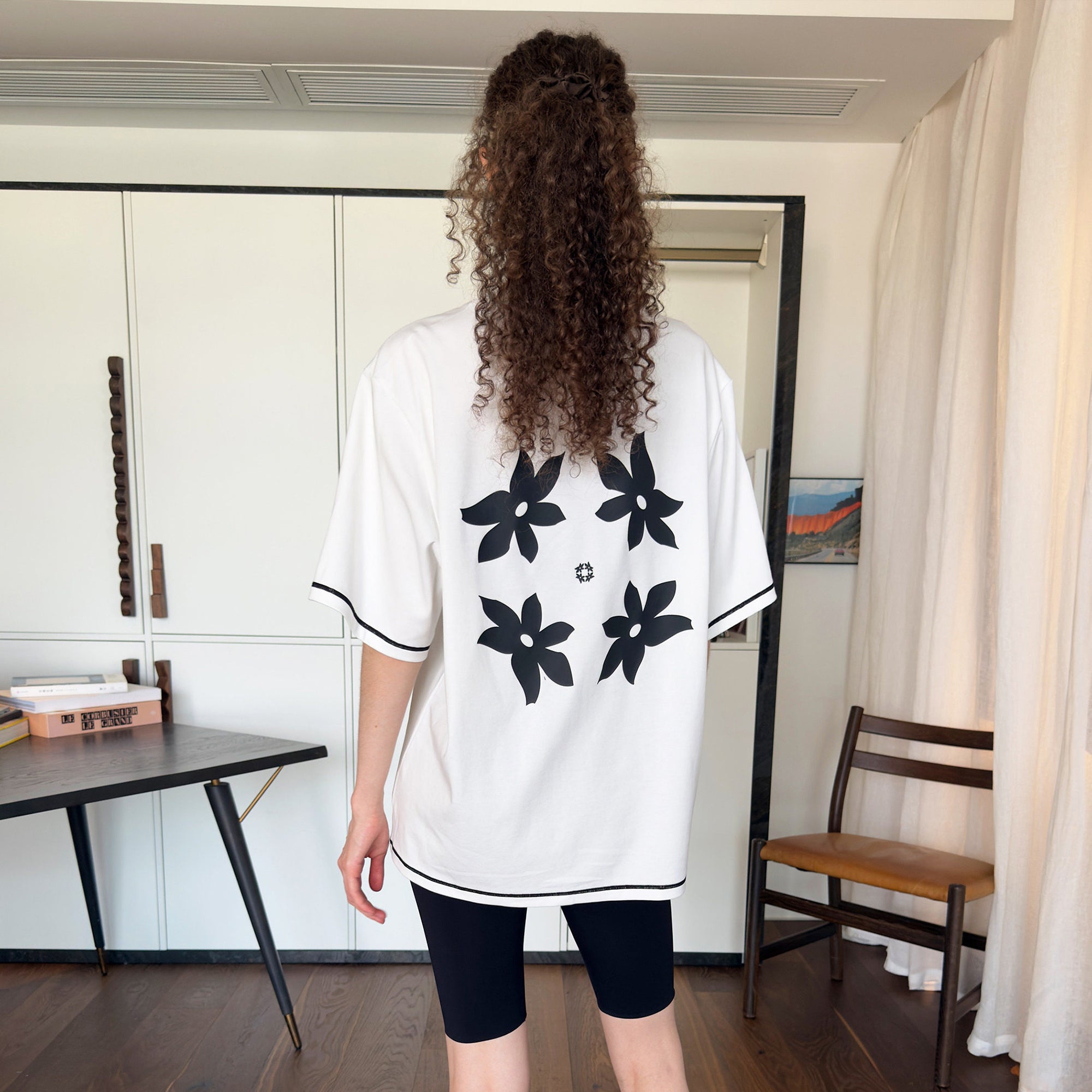 chatonmisha&puff Railroad Floral 半袖 MIICHOUS Contrast Piping Floral Graphic T-Shirt