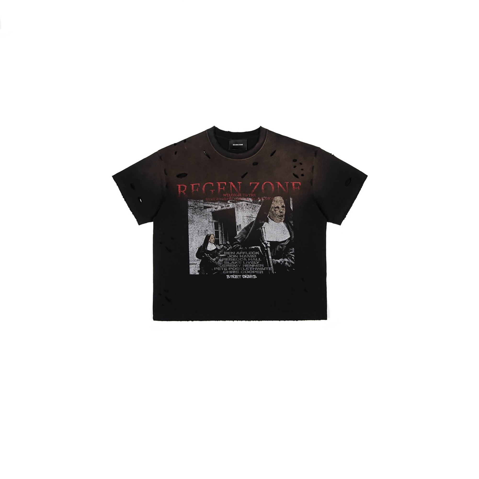 REGEN ZONE Distressed Washed Graphic T-Shirt
